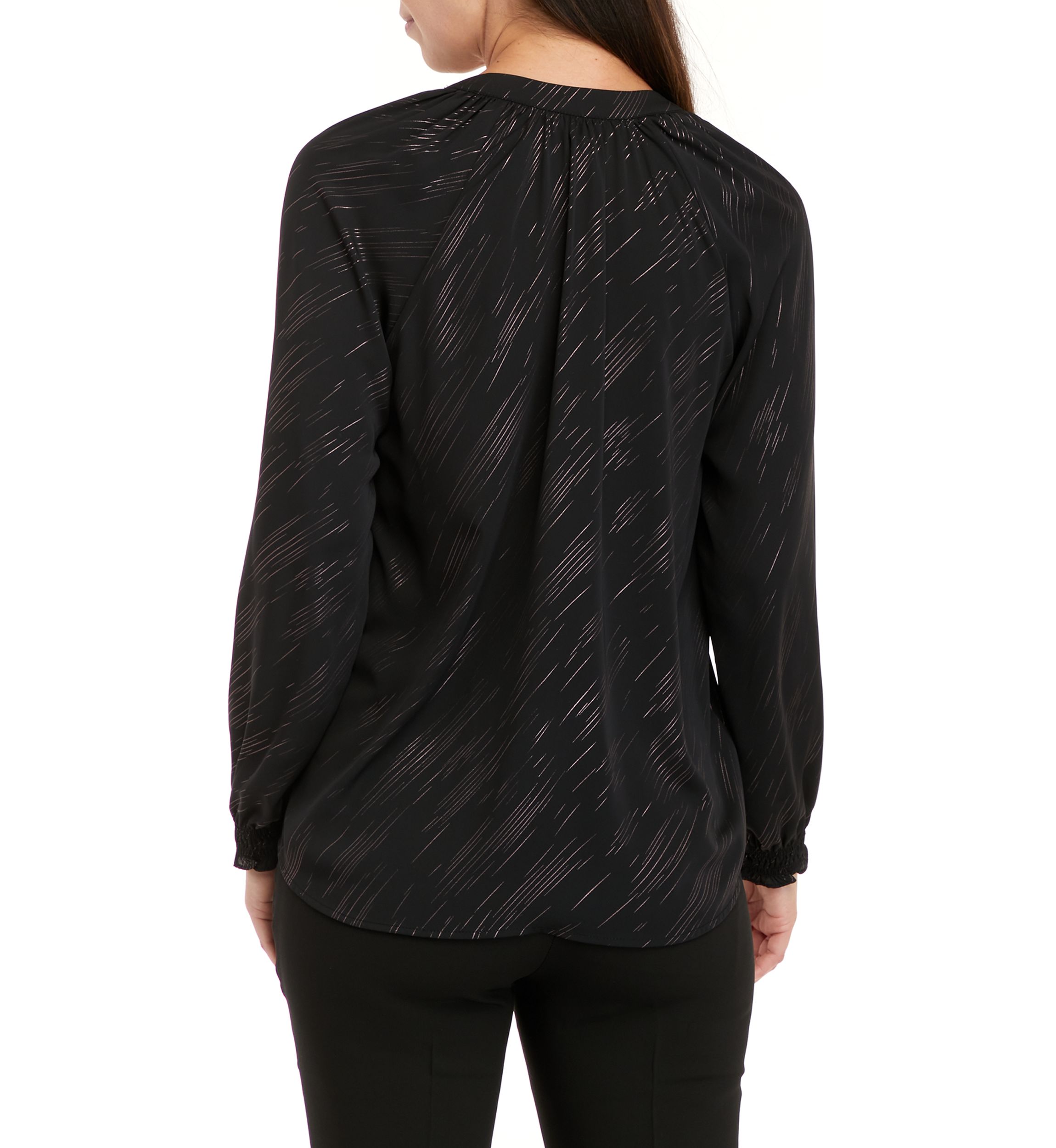 Womens Popover Lurex Woven Shirt