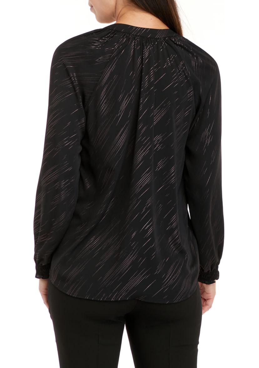 Womens Popover Lurex Woven Shirt