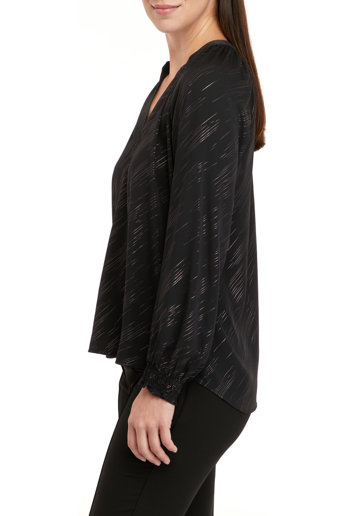 Womens Popover Lurex Woven Shirt