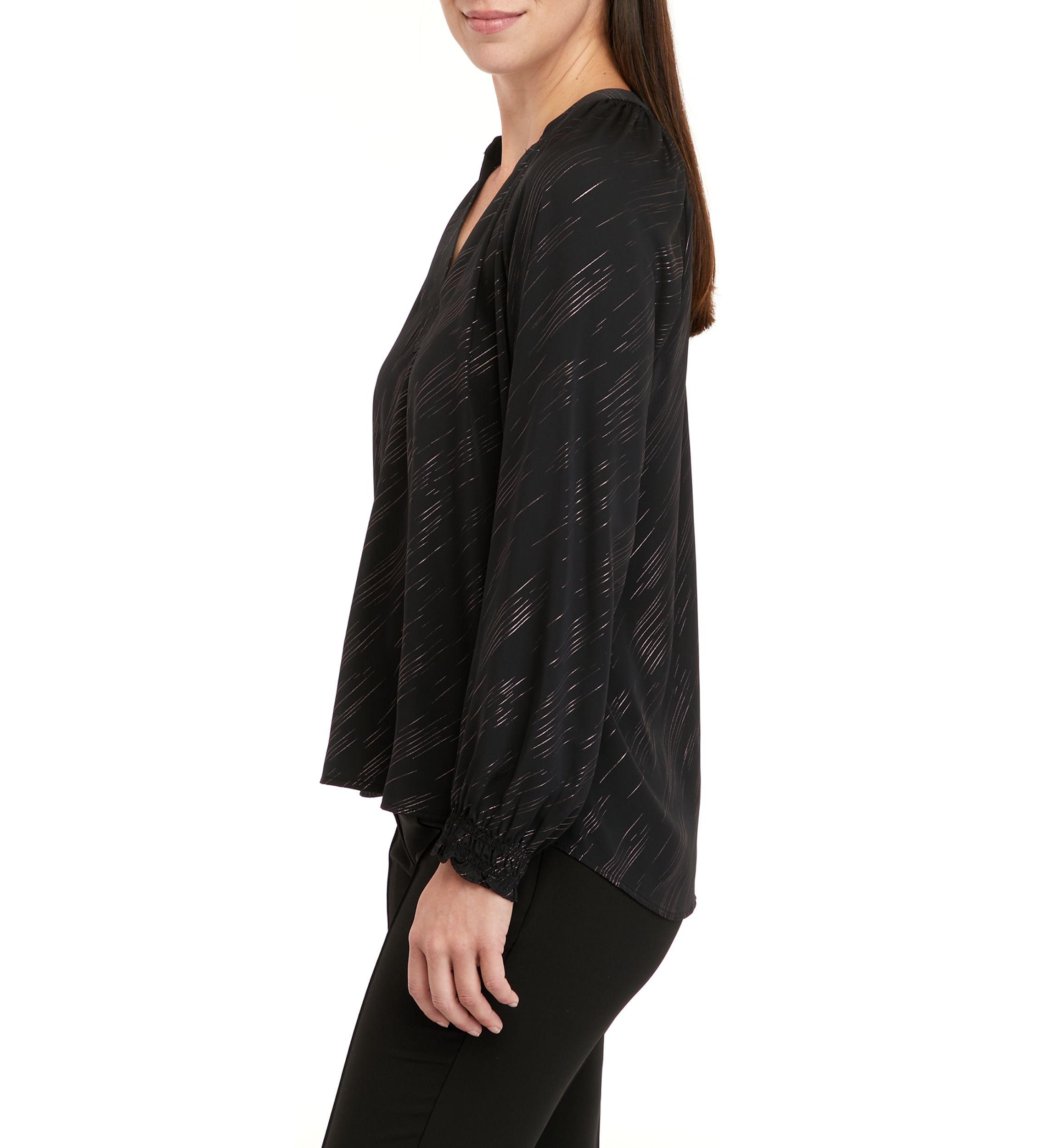 Womens Popover Lurex Woven Shirt