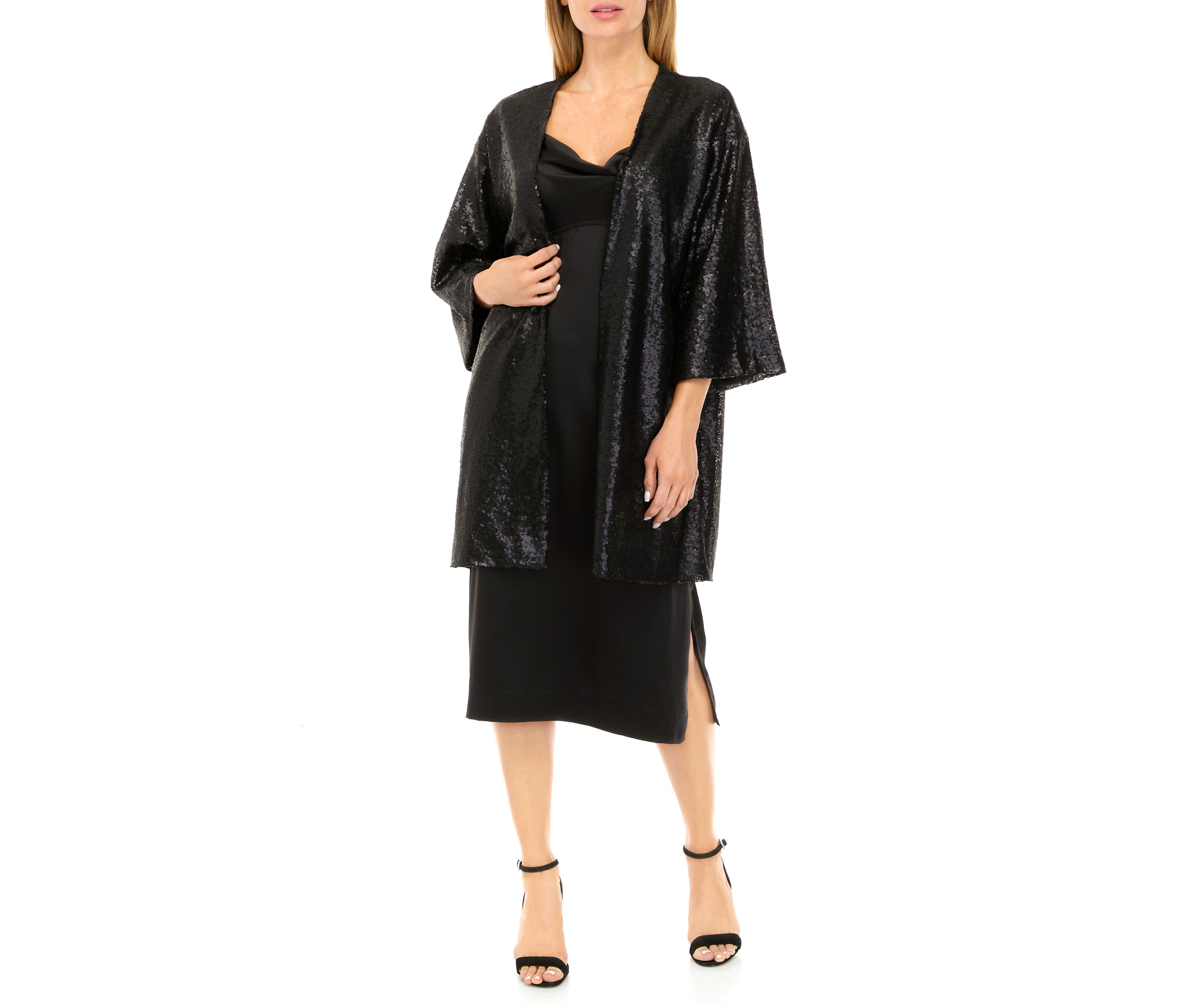 Womens Long Sleeve Sequin Topper