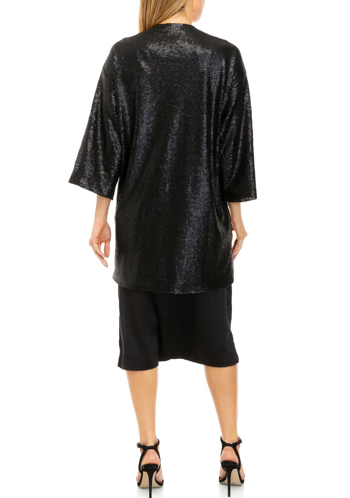 Womens Long Sleeve Sequin Topper