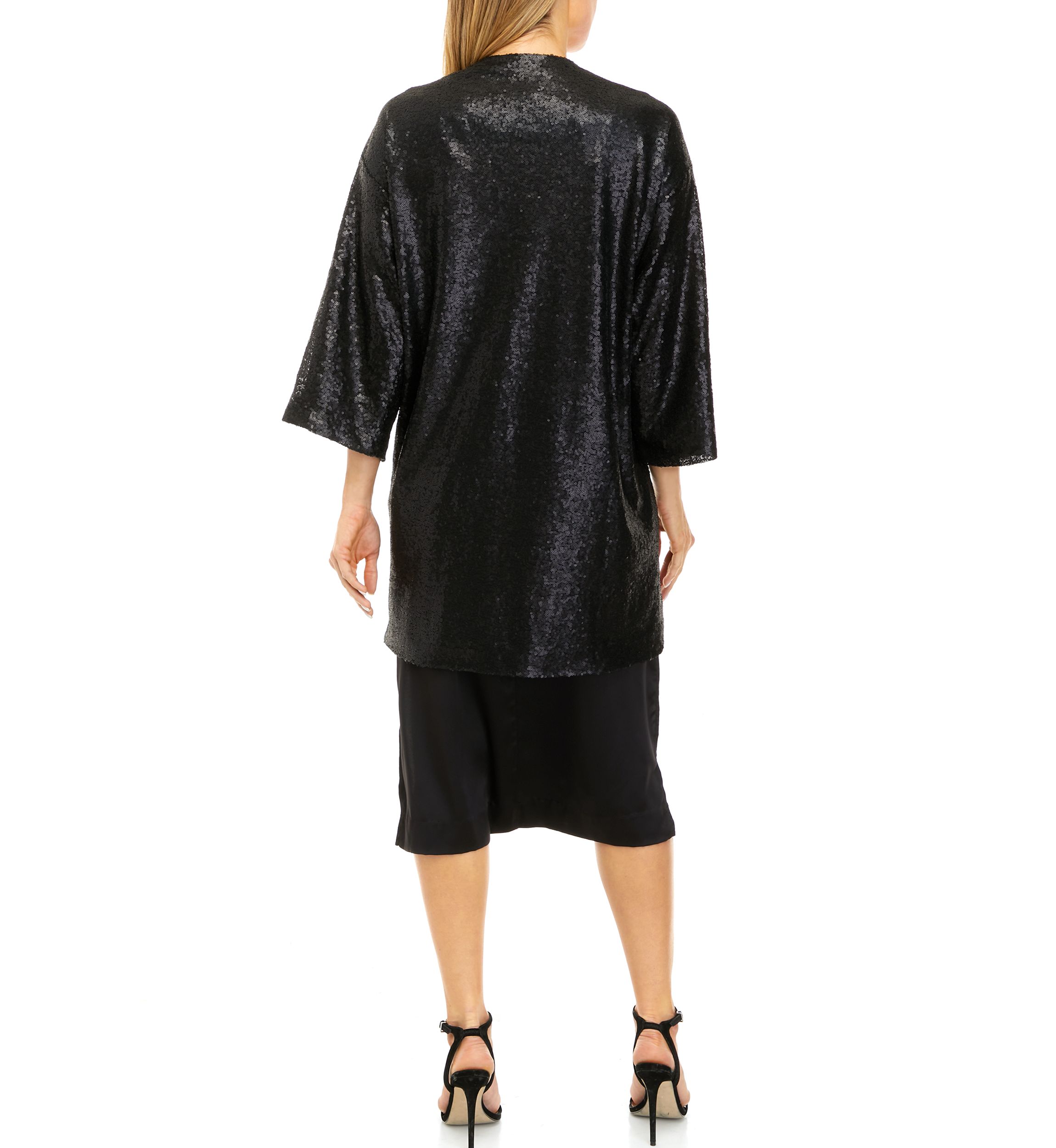 Womens Long Sleeve Sequin Topper