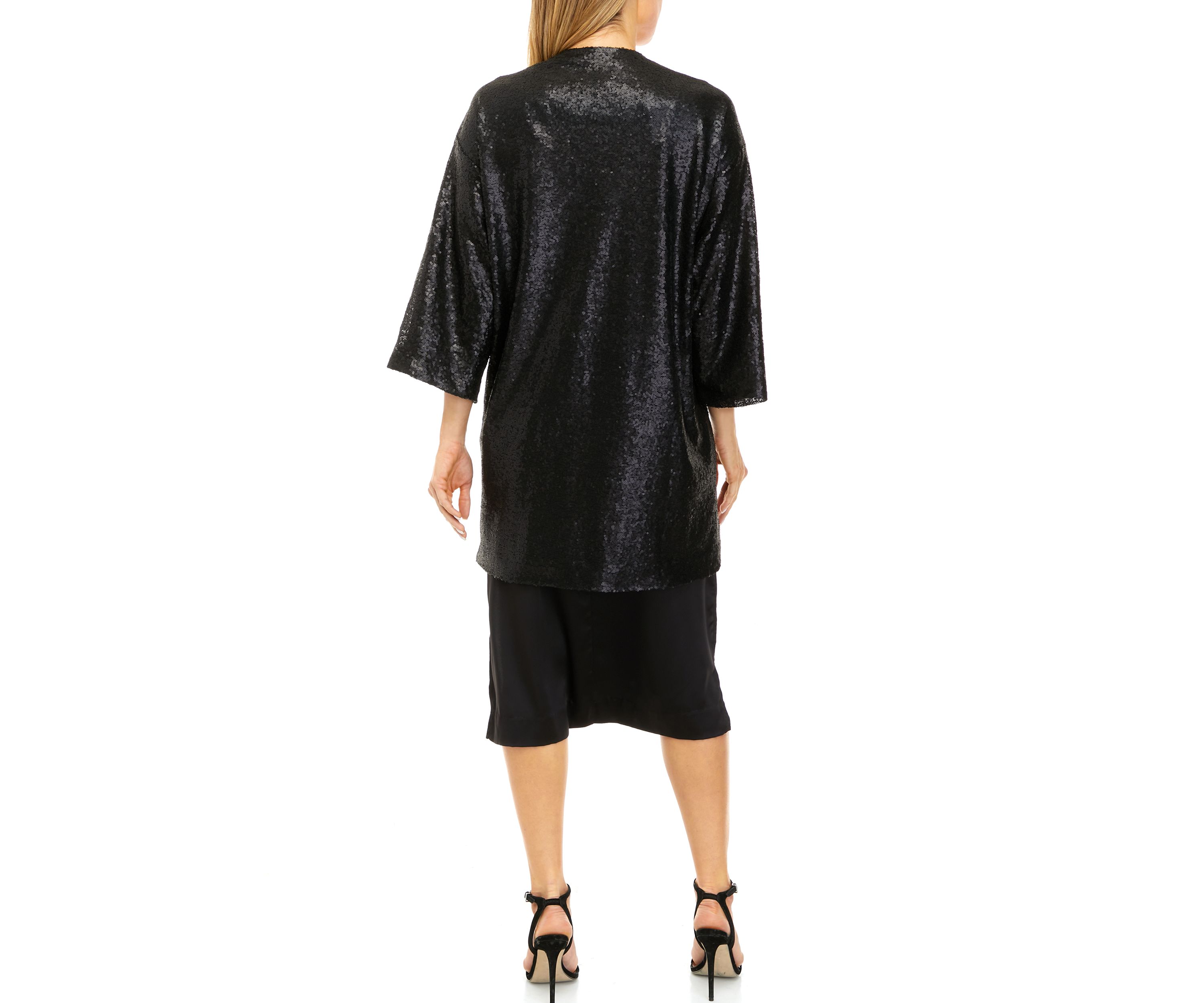 Womens Long Sleeve Sequin Topper