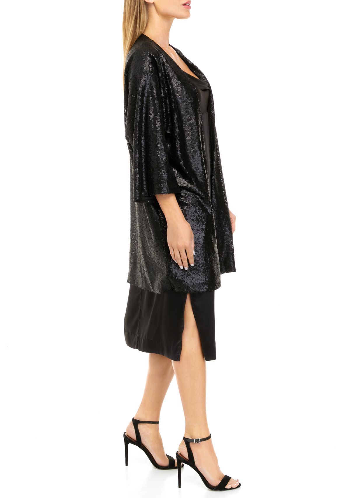 Womens Long Sleeve Sequin Topper