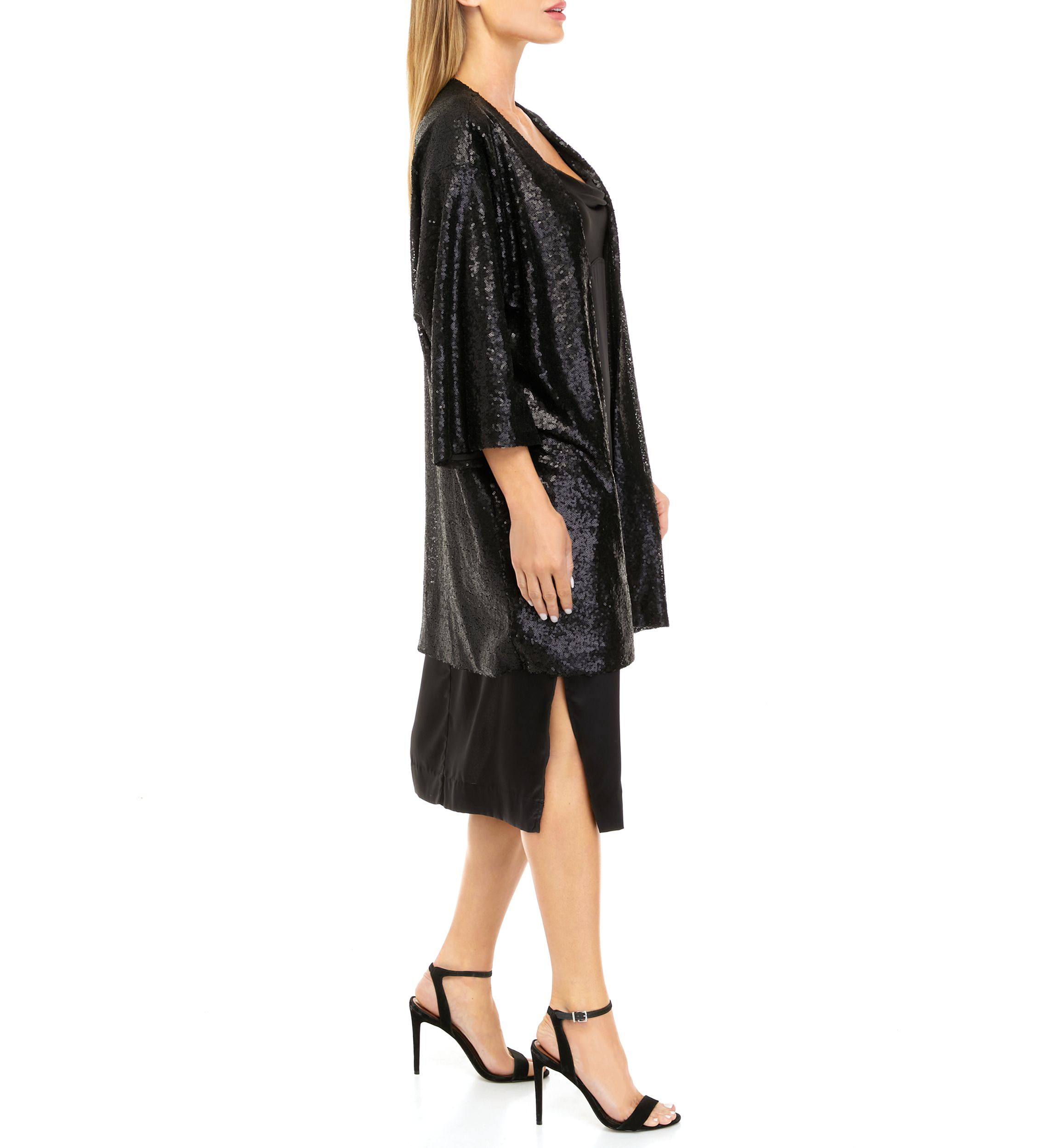 Womens Long Sleeve Sequin Topper