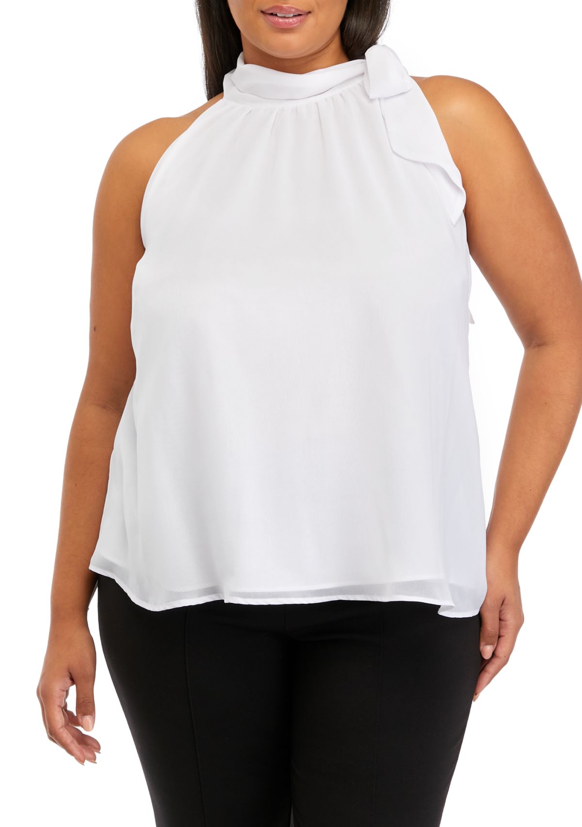 Plus Size Sleeveless Tie Halter Neck Top