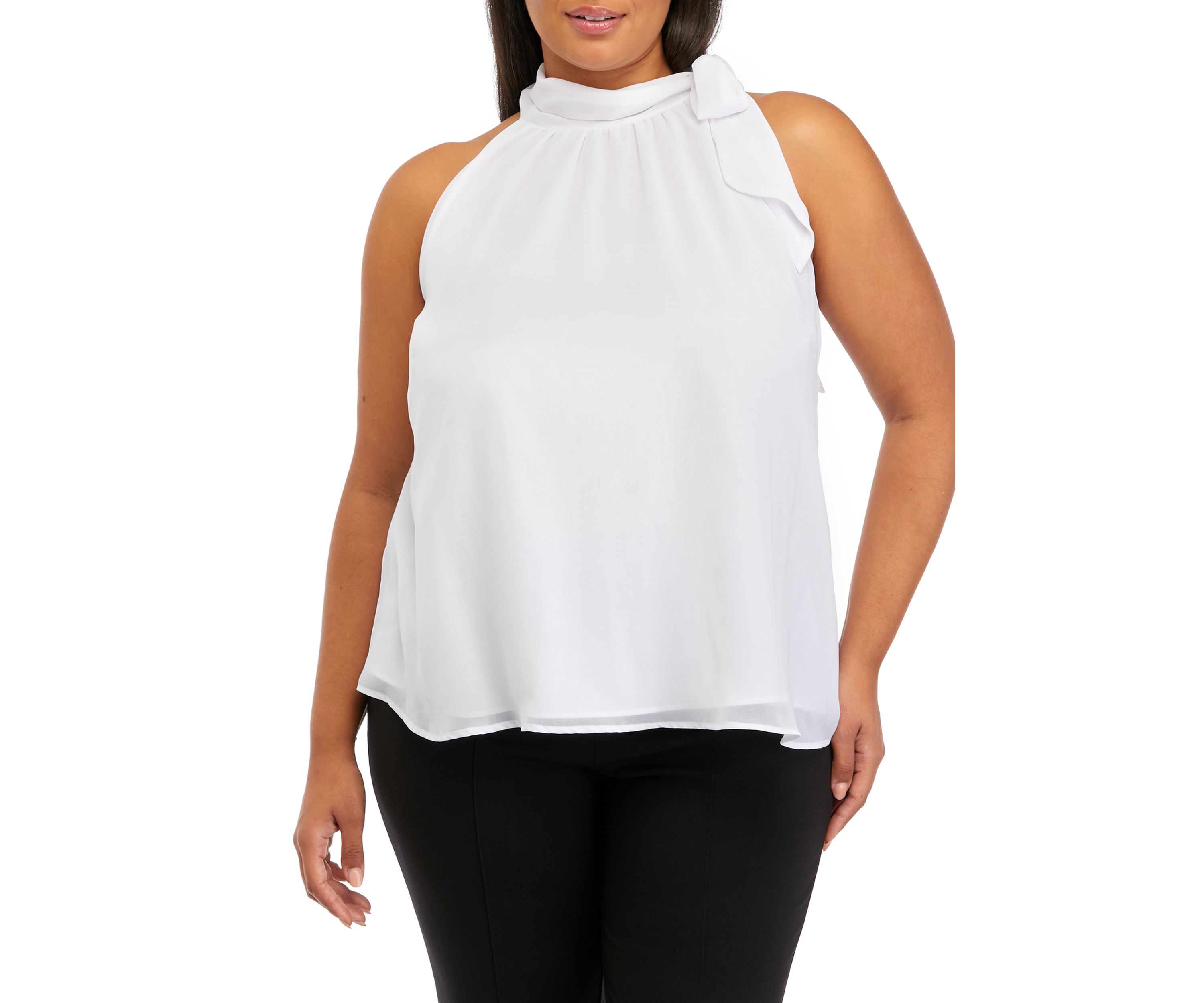 Plus Size Sleeveless Tie Halter Neck Top