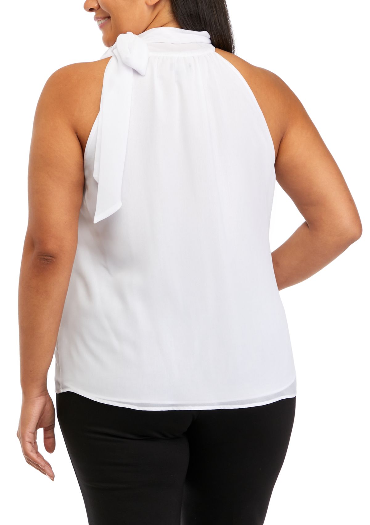 Plus Size Sleeveless Tie Halter Neck Top