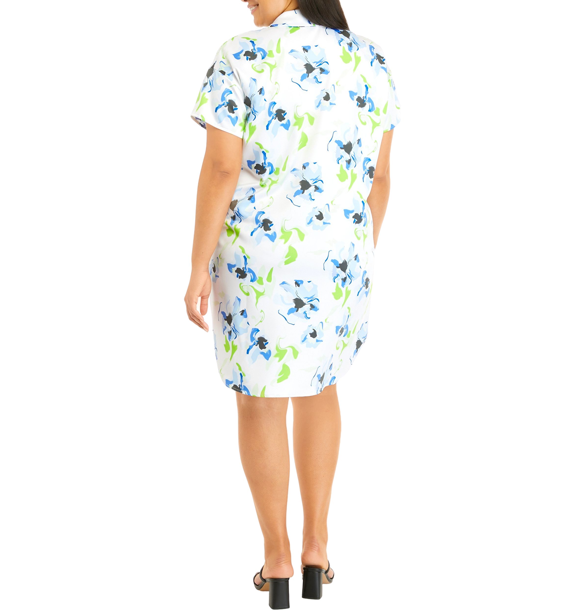 Plus Size Short Sleeve Notch Collar Dress