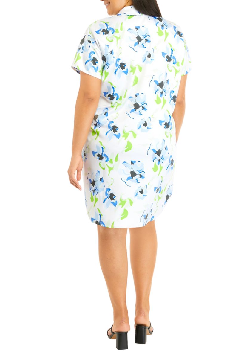 Plus Size Short Sleeve Notch Collar Dress