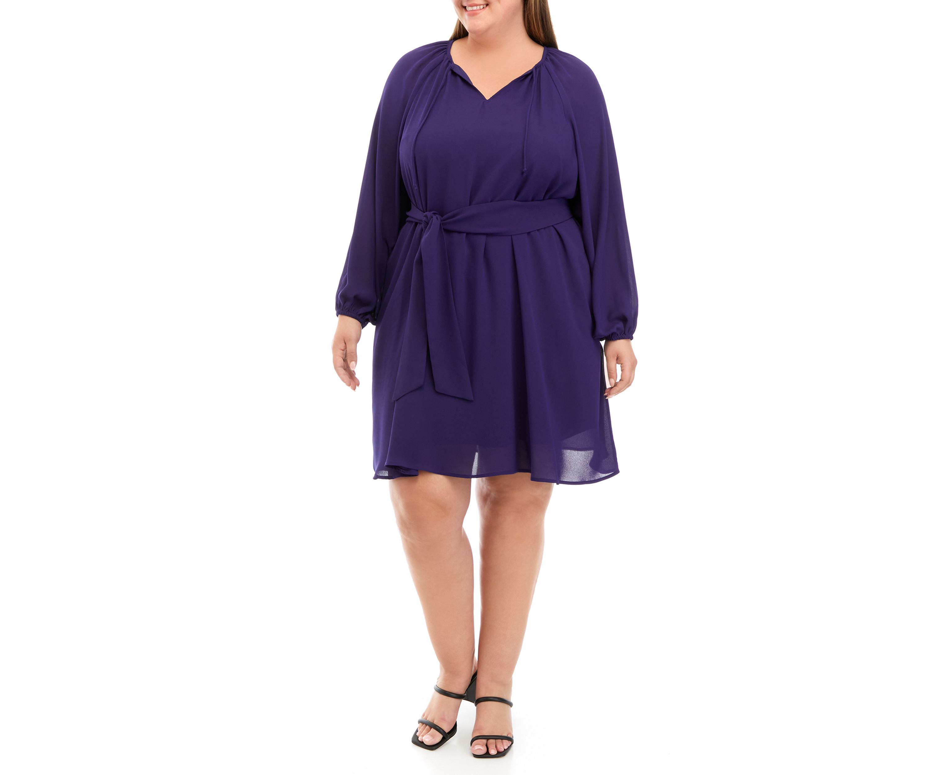 Plus Size Belted Georgette Dress