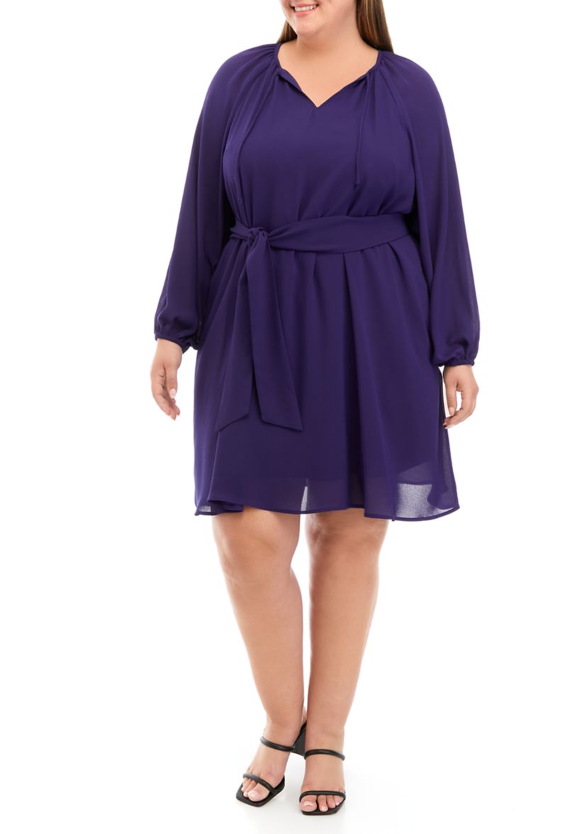Plus Size Belted Georgette Dress