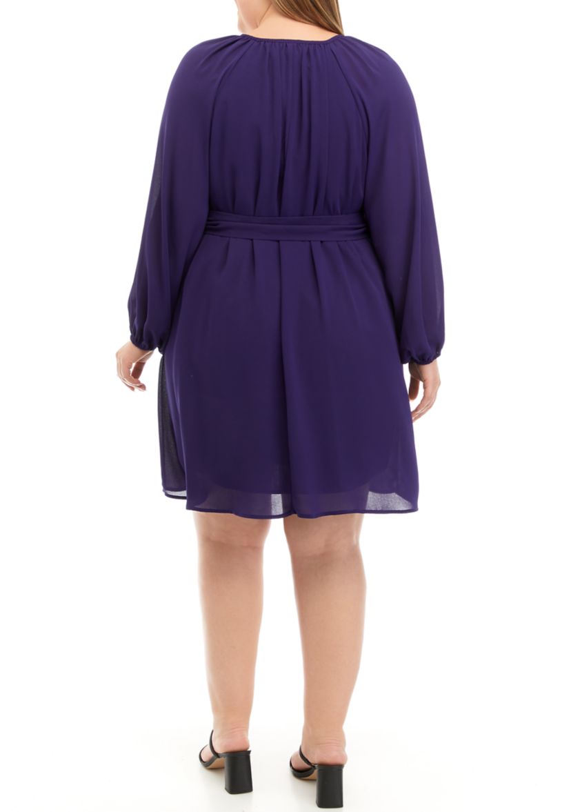 Plus Size Belted Georgette Dress