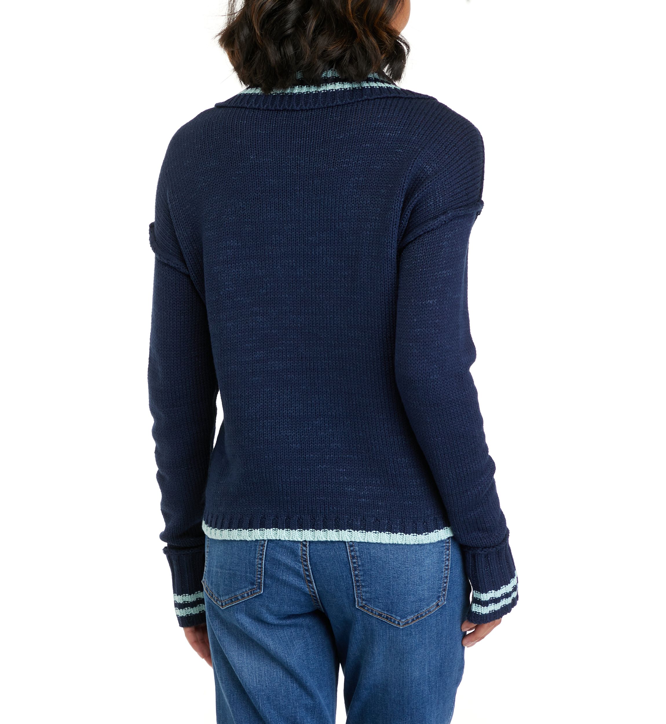 Womens Long Sleeve Collared Sweater
