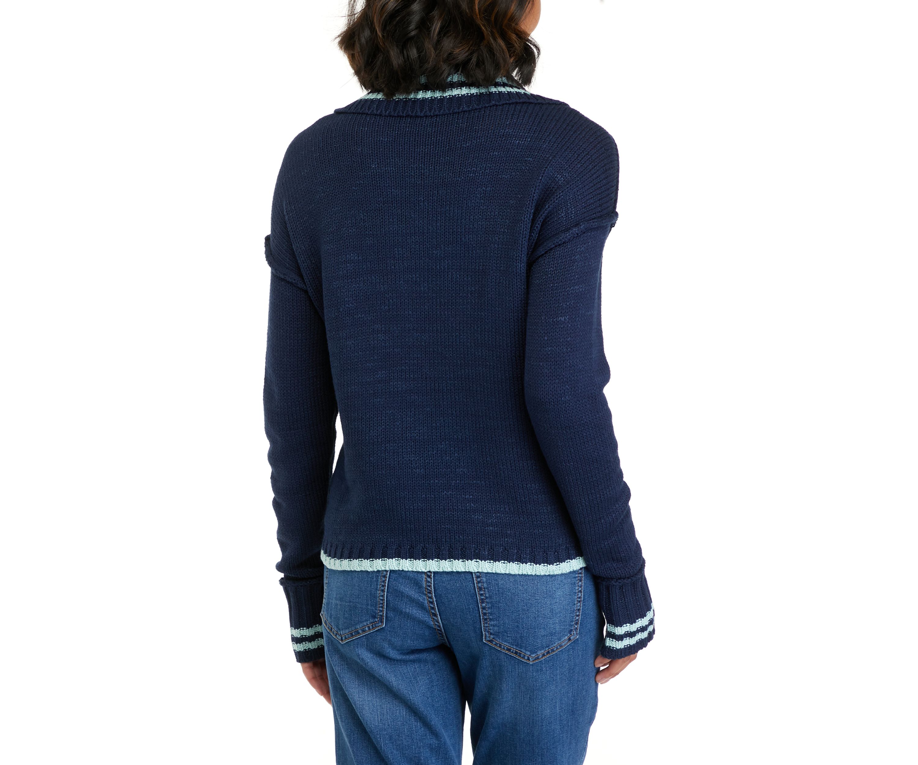 Womens Long Sleeve Collared Sweater