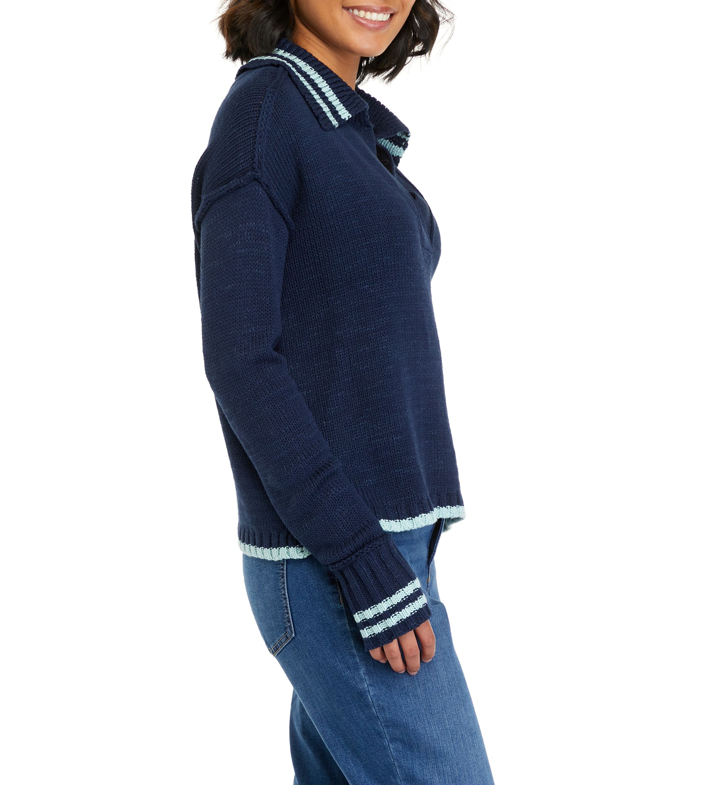 Womens Long Sleeve Collared Sweater