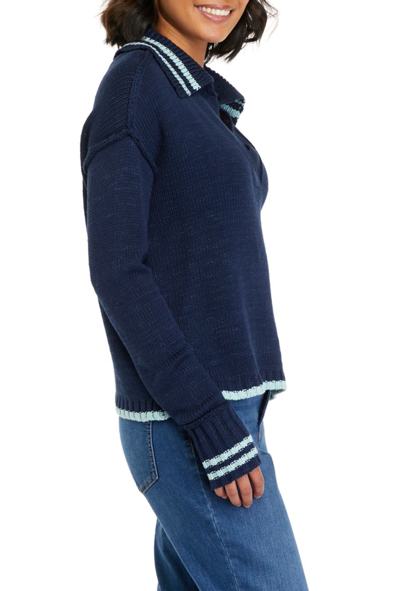 Womens Long Sleeve Collared Sweater