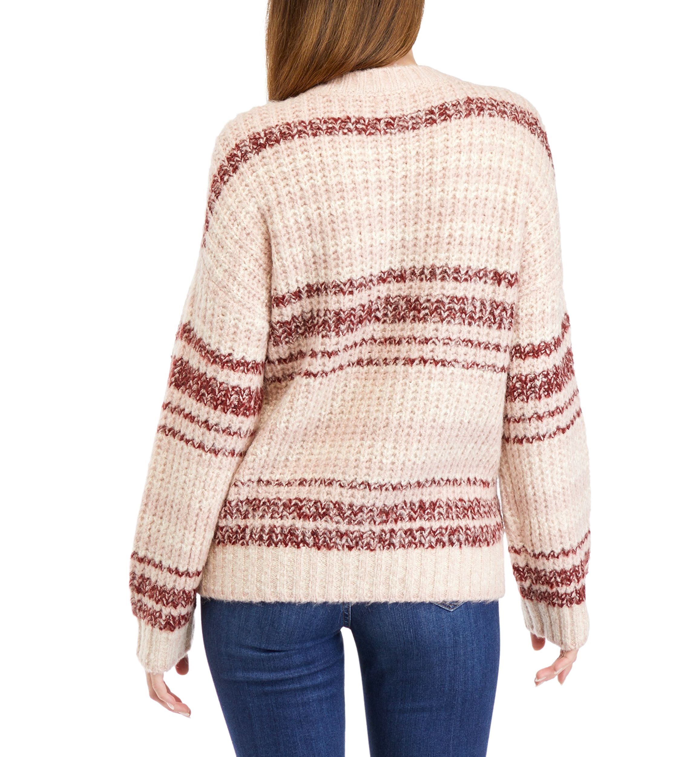 Womens Striped V-Neck Sweater