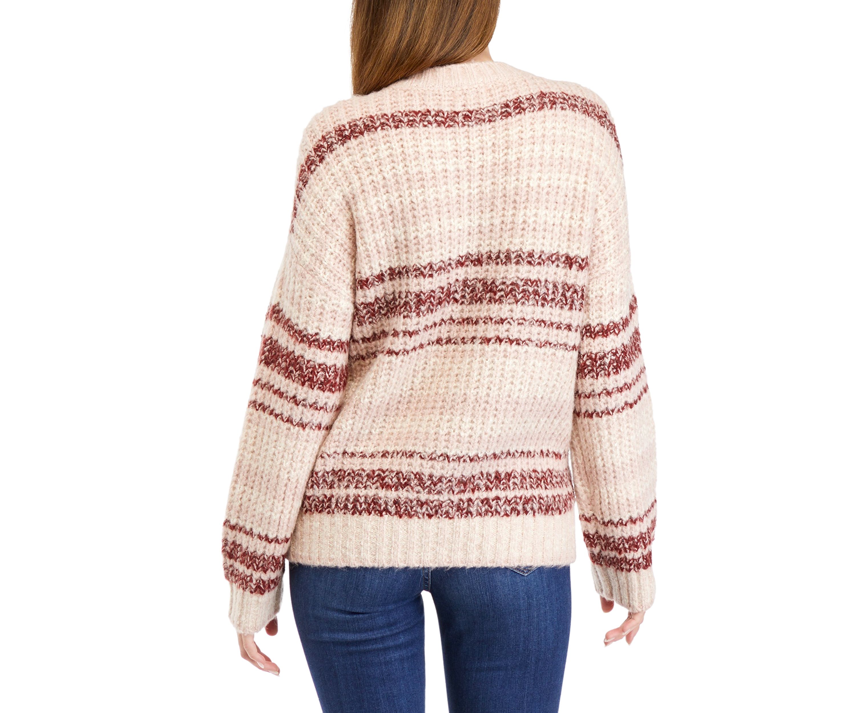 Womens Striped V-Neck Sweater