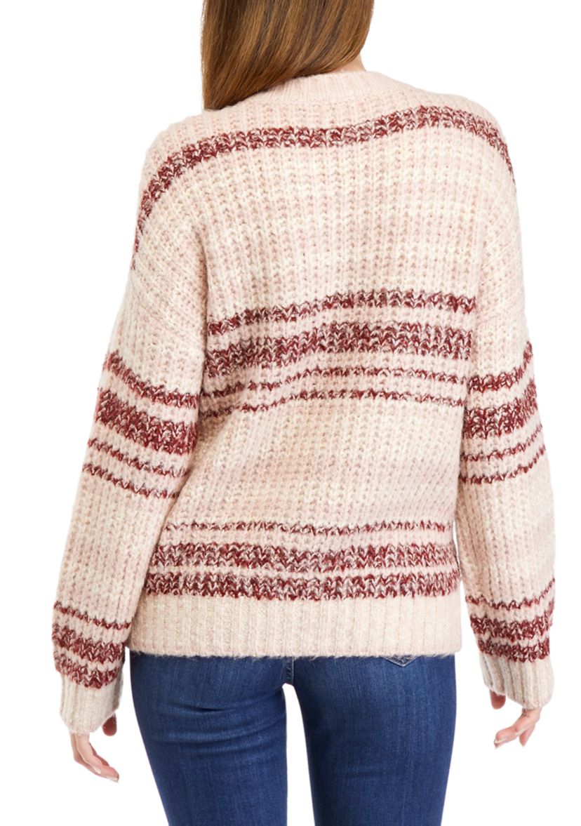Womens Striped V-Neck Sweater