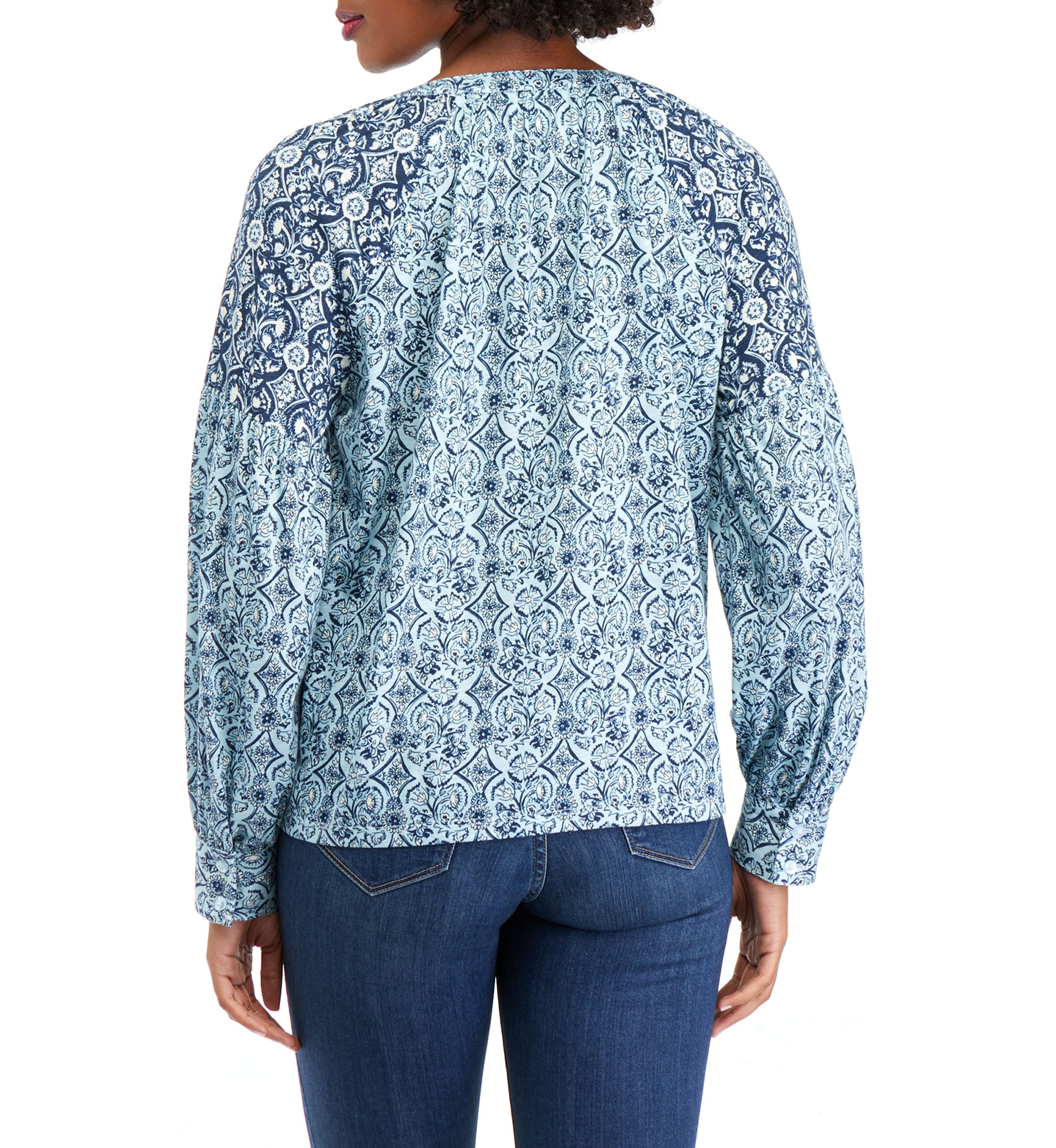 Womens Printed Banded Blouse