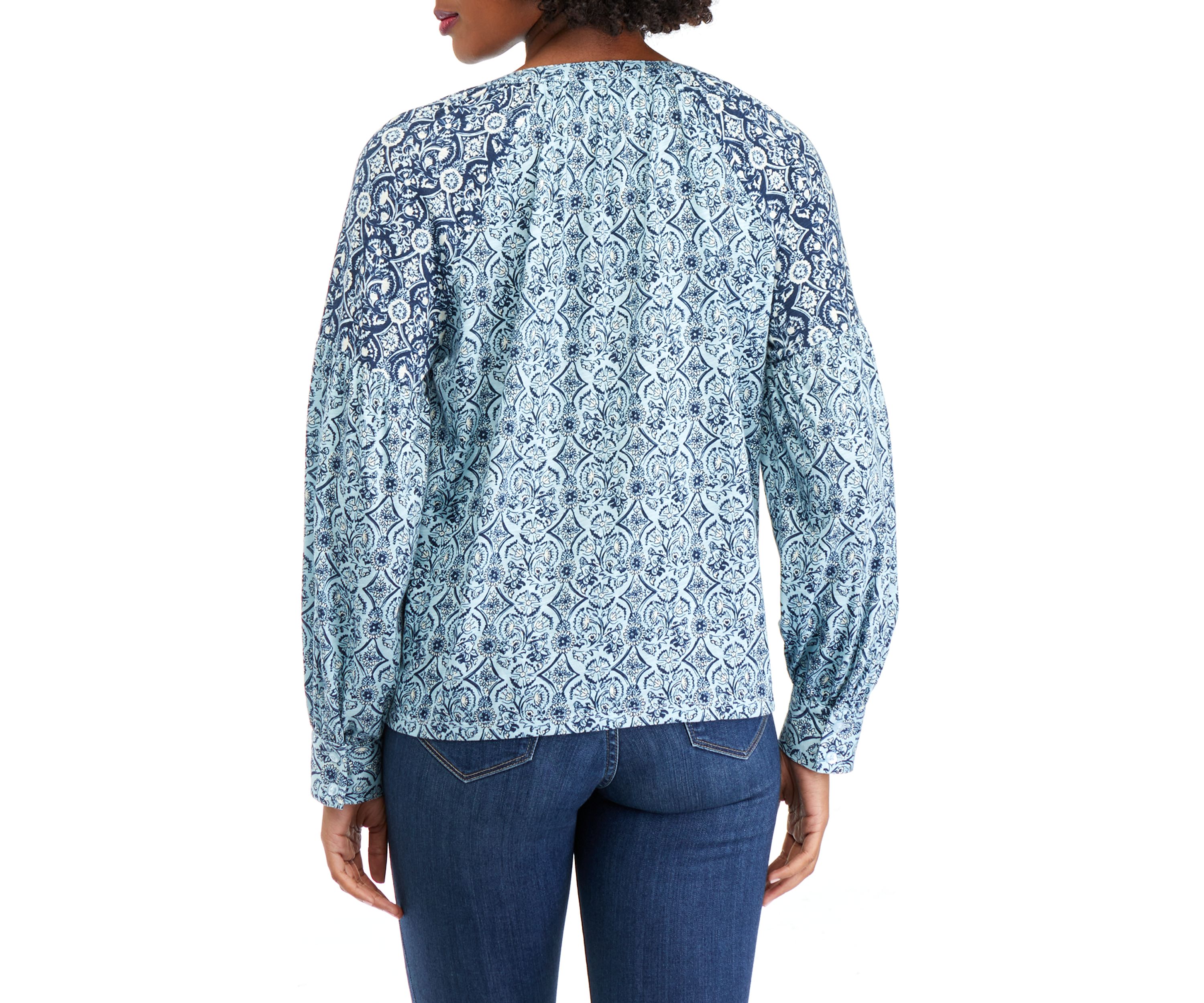 Womens Printed Banded Blouse
