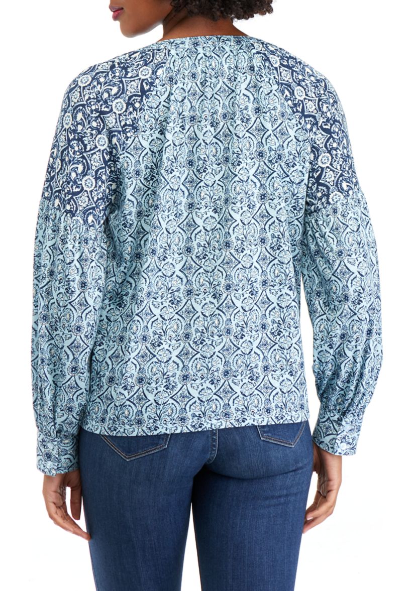 Womens Printed Banded Blouse