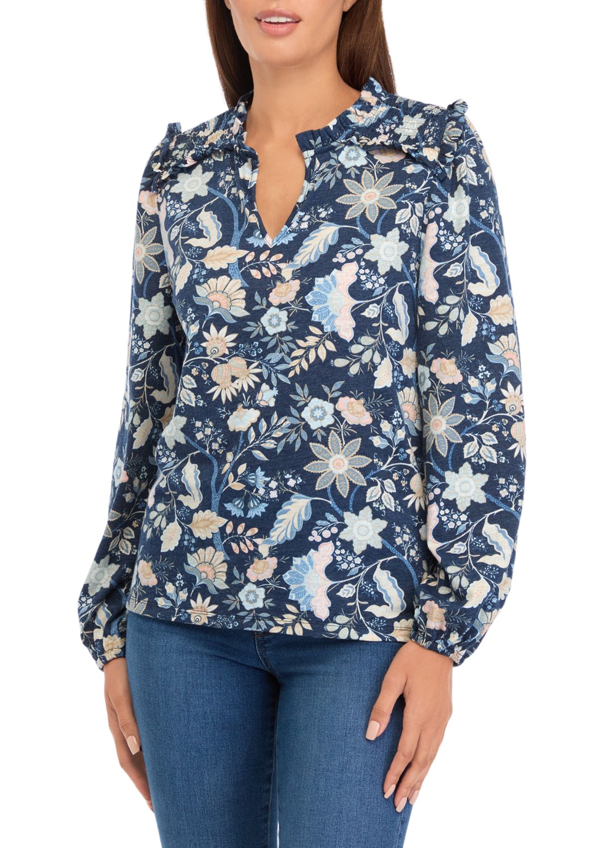 Womens Printed Knit Blouse