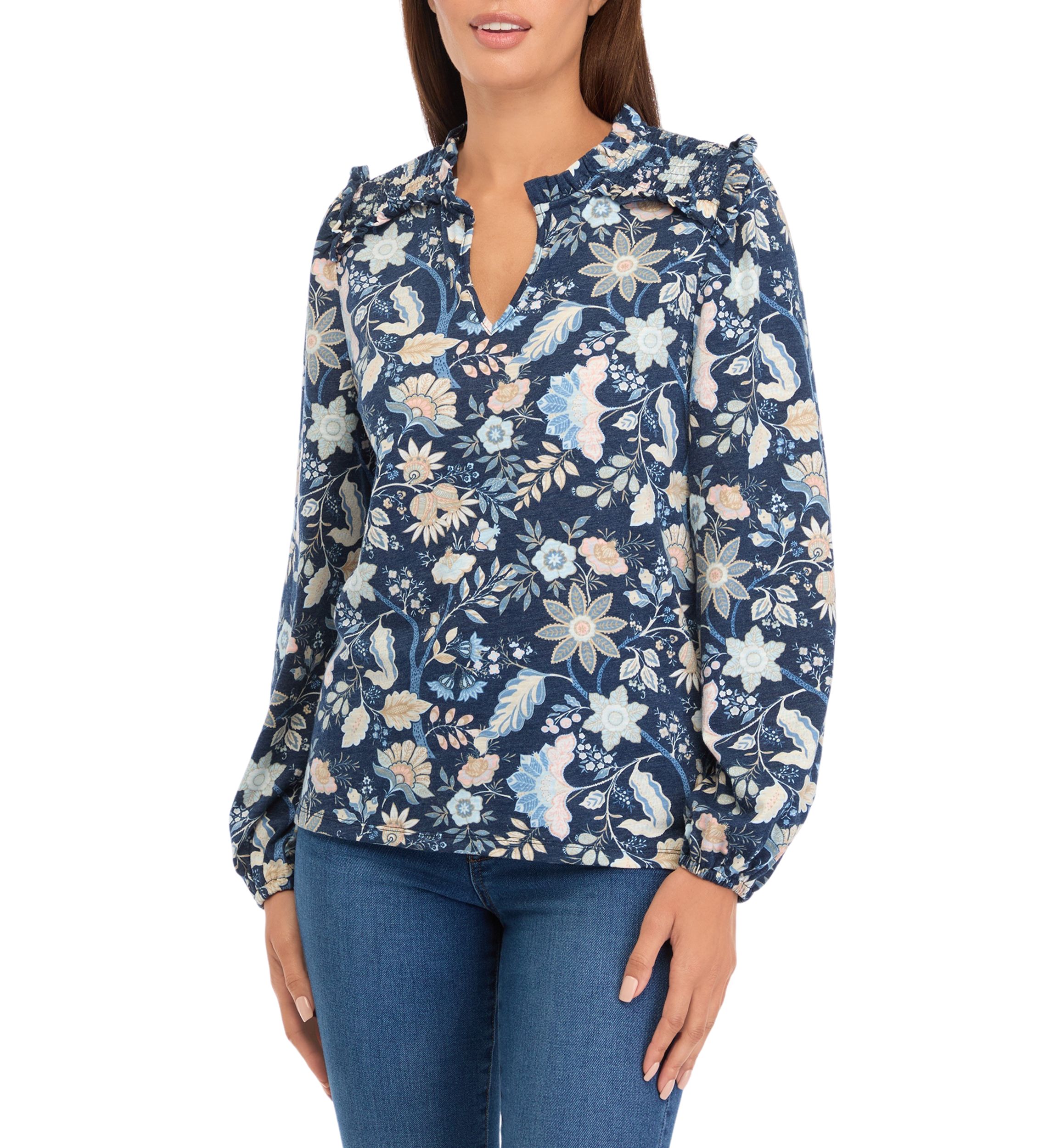 Womens Printed Knit Blouse
