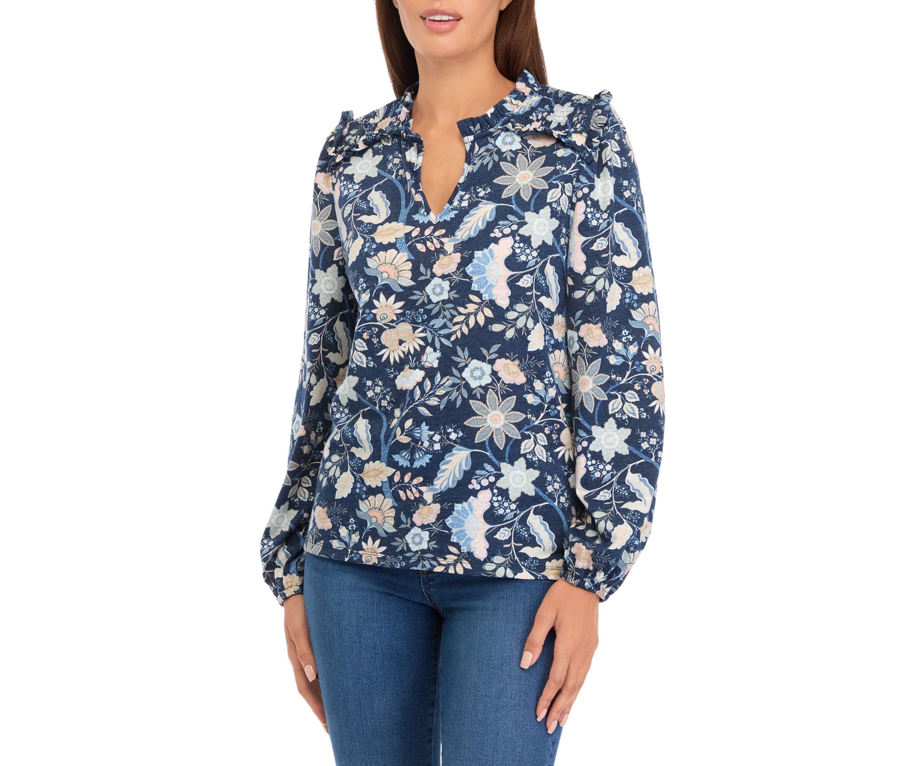 Womens Printed Knit Blouse