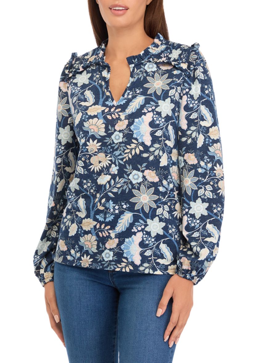 Womens Printed Knit Blouse