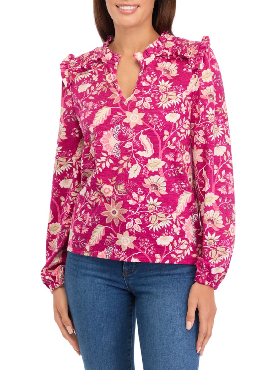 Womens Printed Knit Blouse