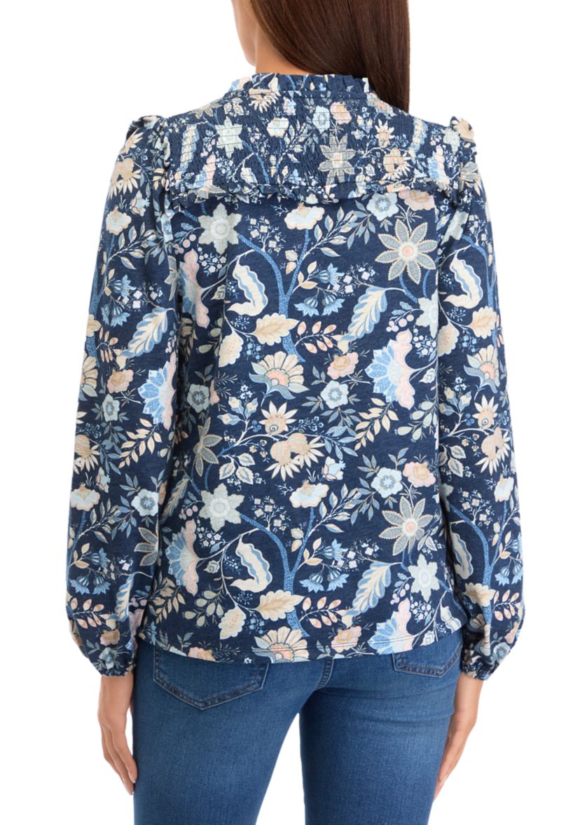 Womens Printed Knit Blouse