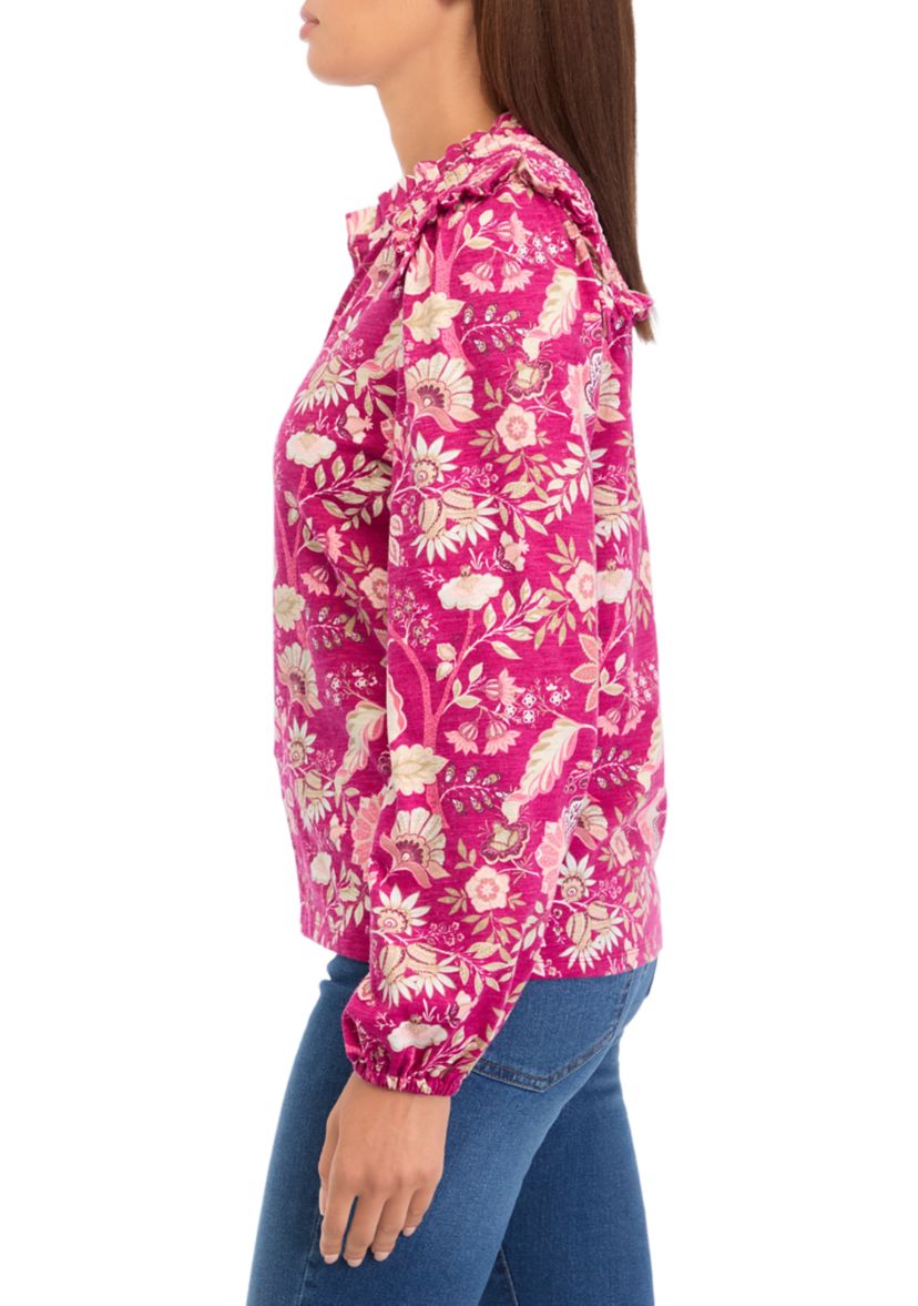 Womens Printed Knit Blouse