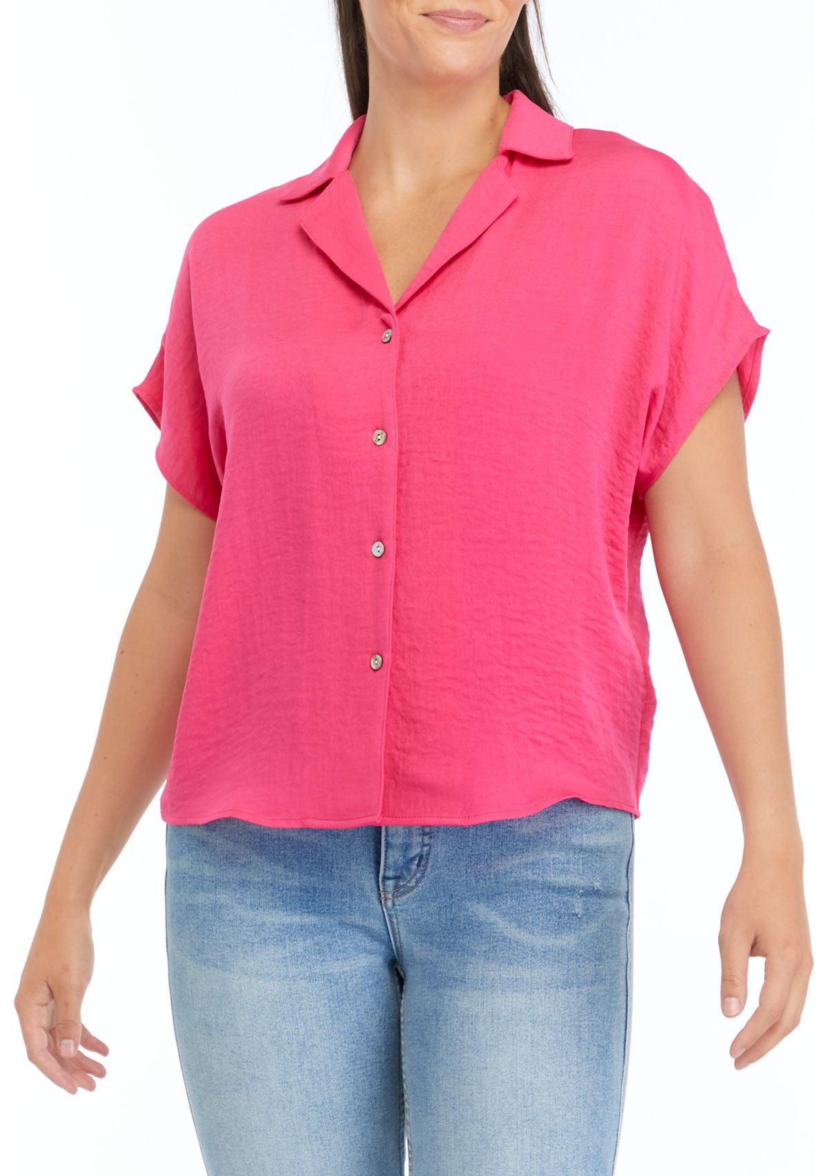 Womens Hammered Satin Camp Shirt