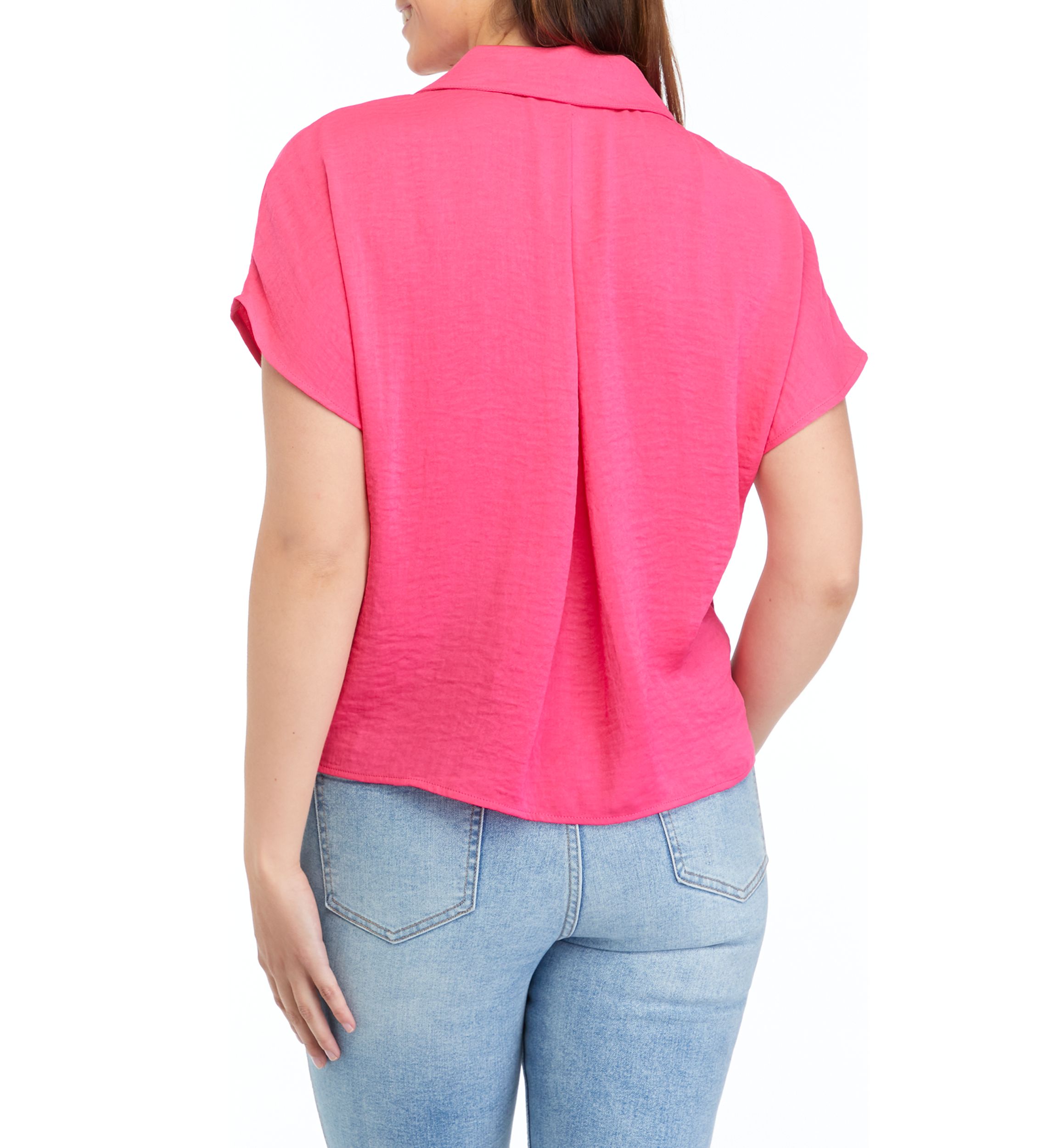 Womens Hammered Satin Camp Shirt