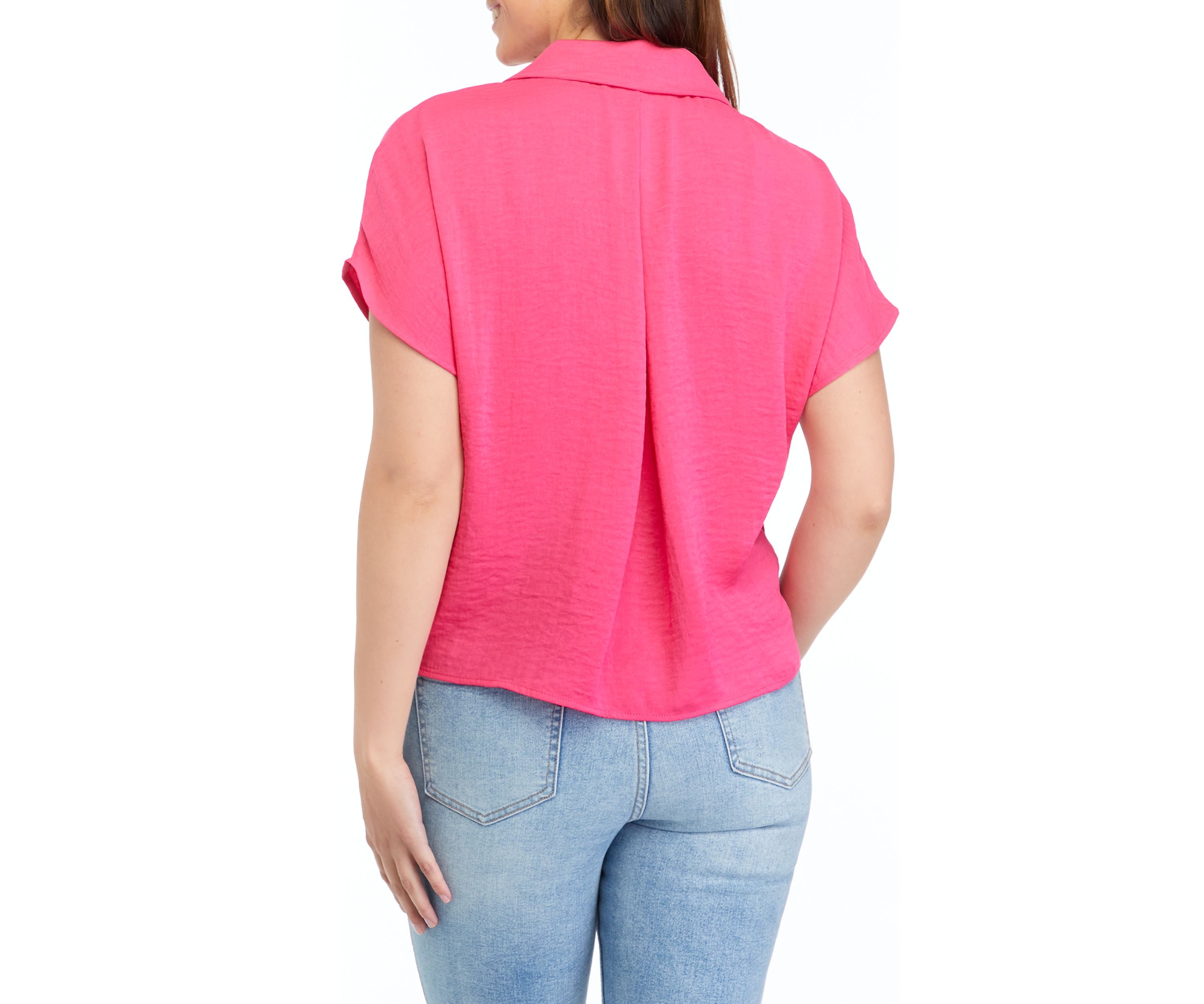 Womens Hammered Satin Camp Shirt
