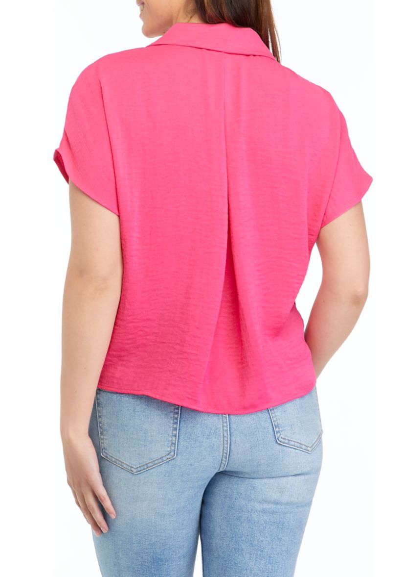 Womens Hammered Satin Camp Shirt