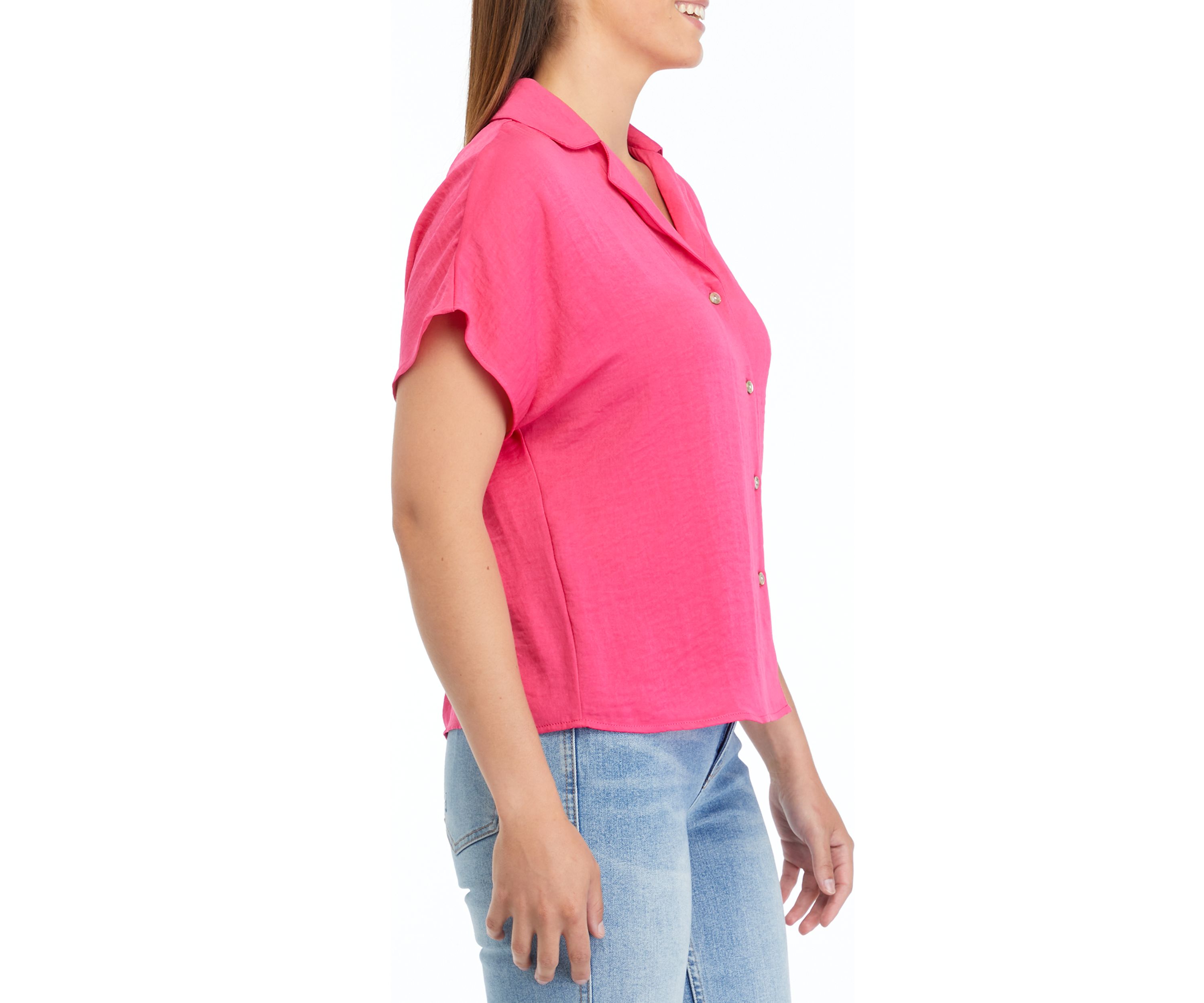 Womens Hammered Satin Camp Shirt