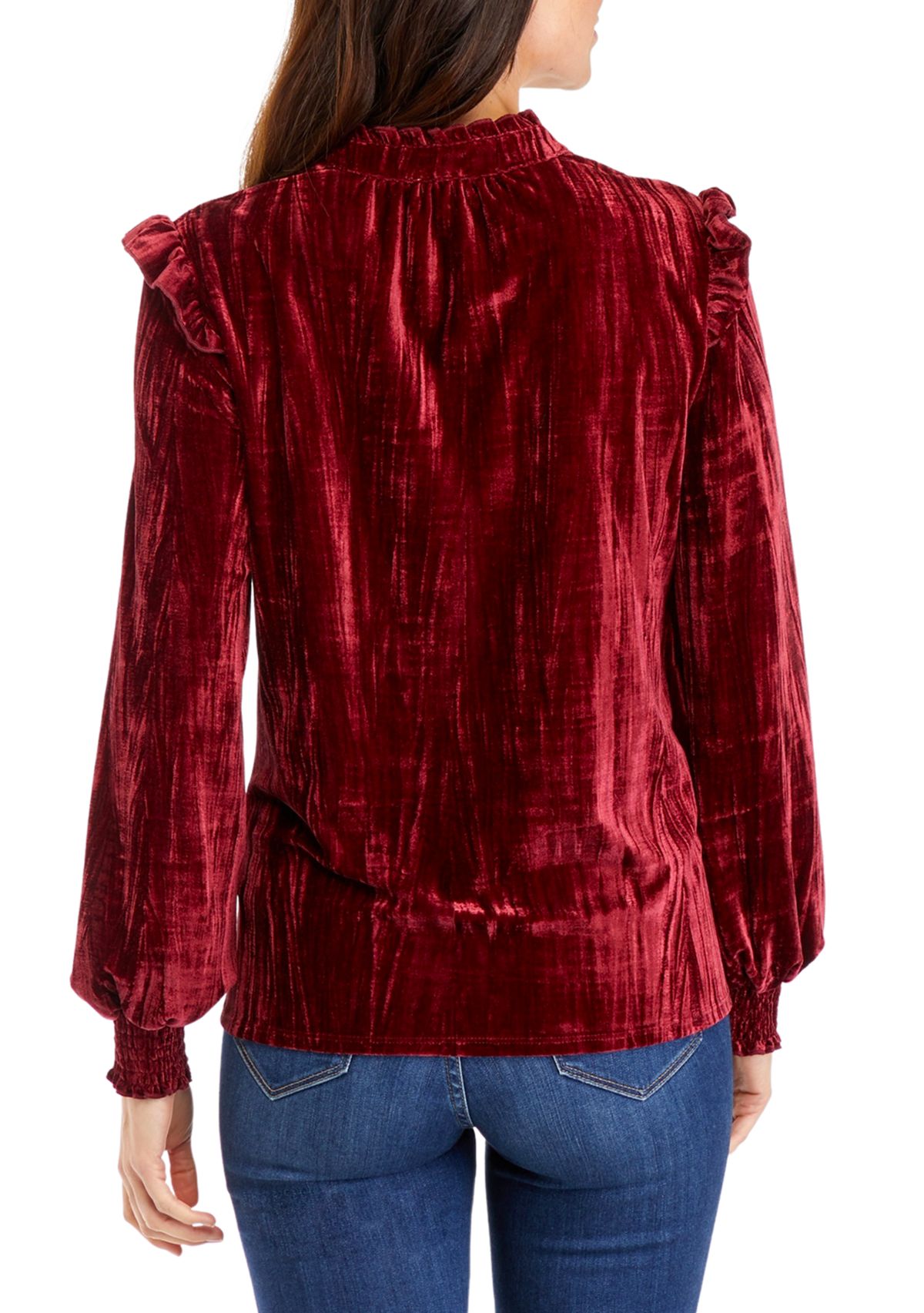 Womens Velvet Peasant Top