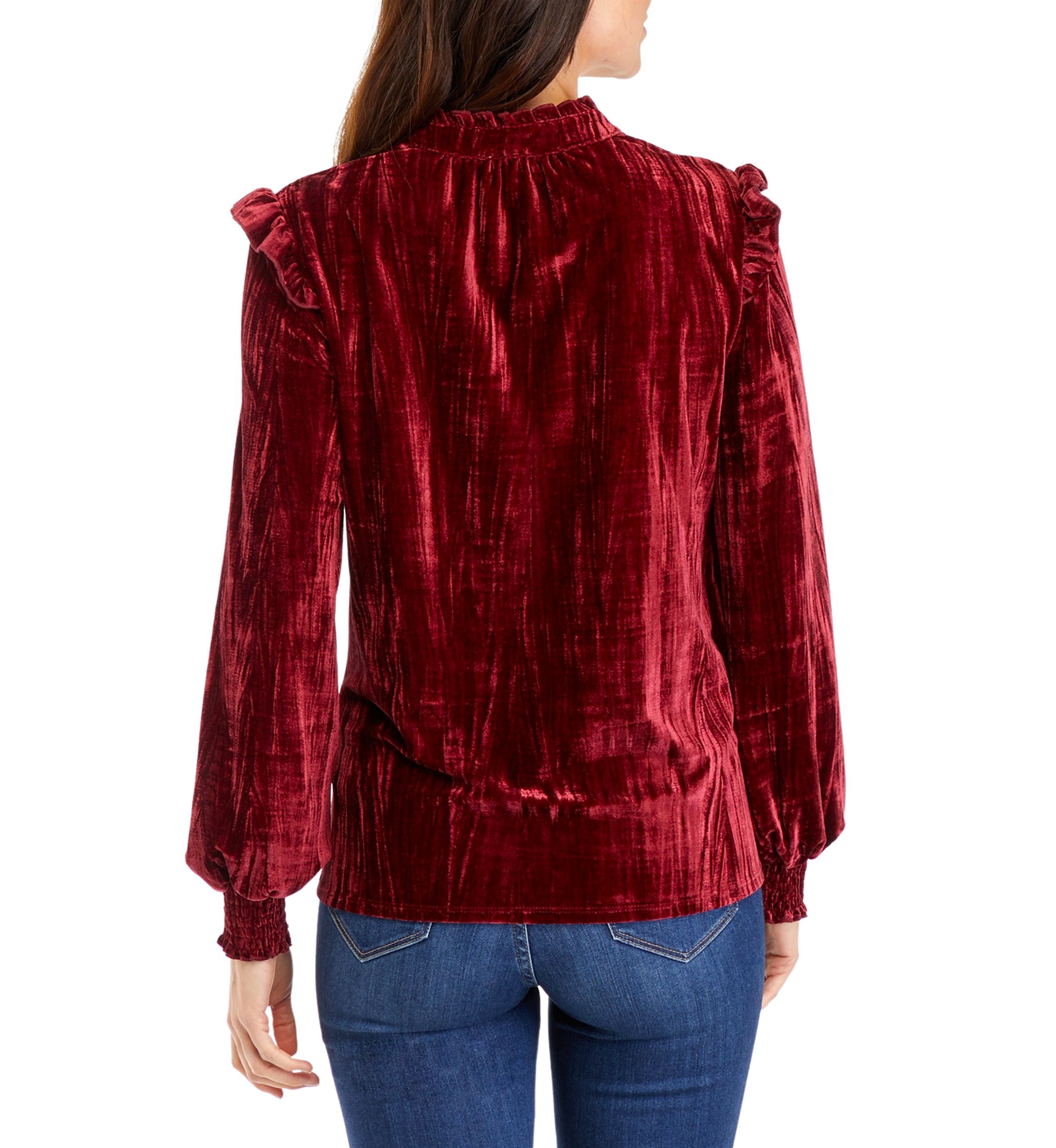 Womens Velvet Peasant Top