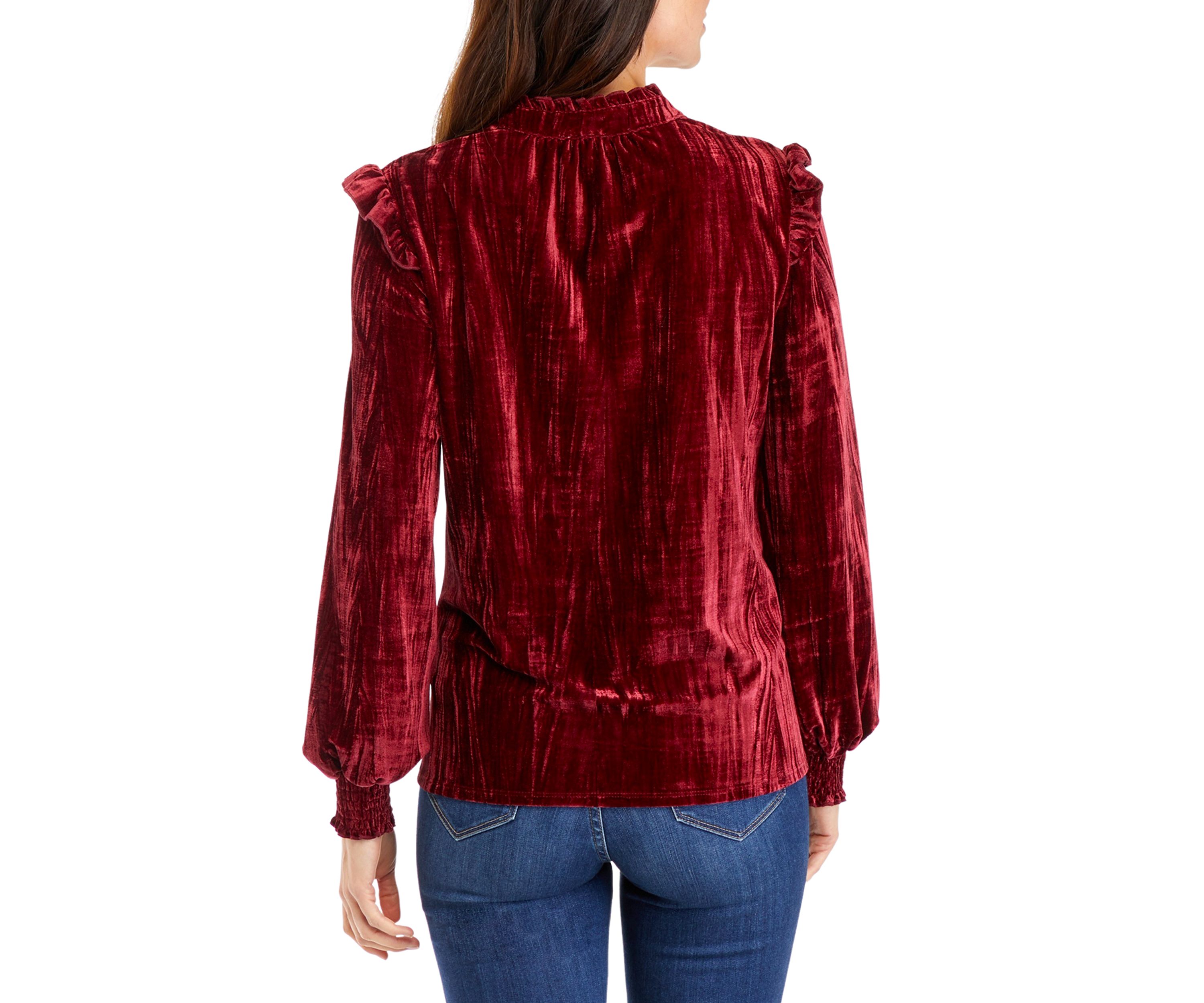 Womens Velvet Peasant Top
