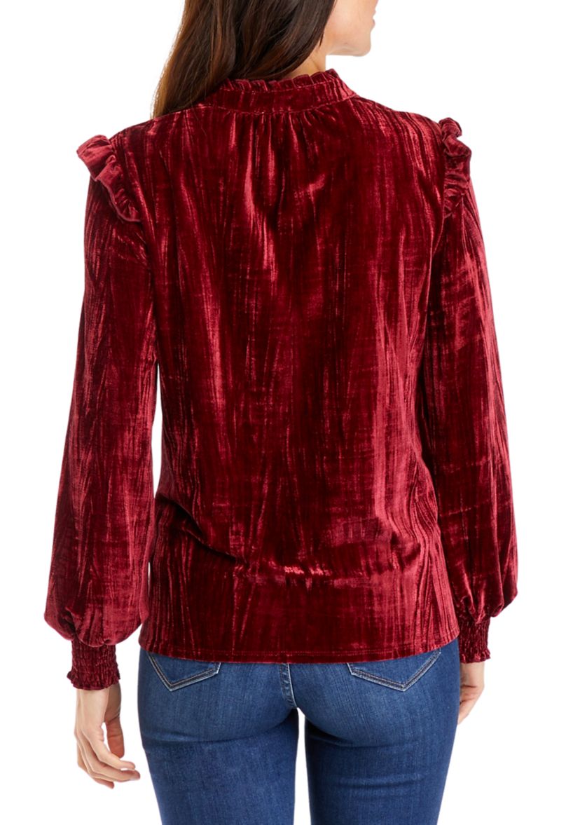 Womens Velvet Peasant Top