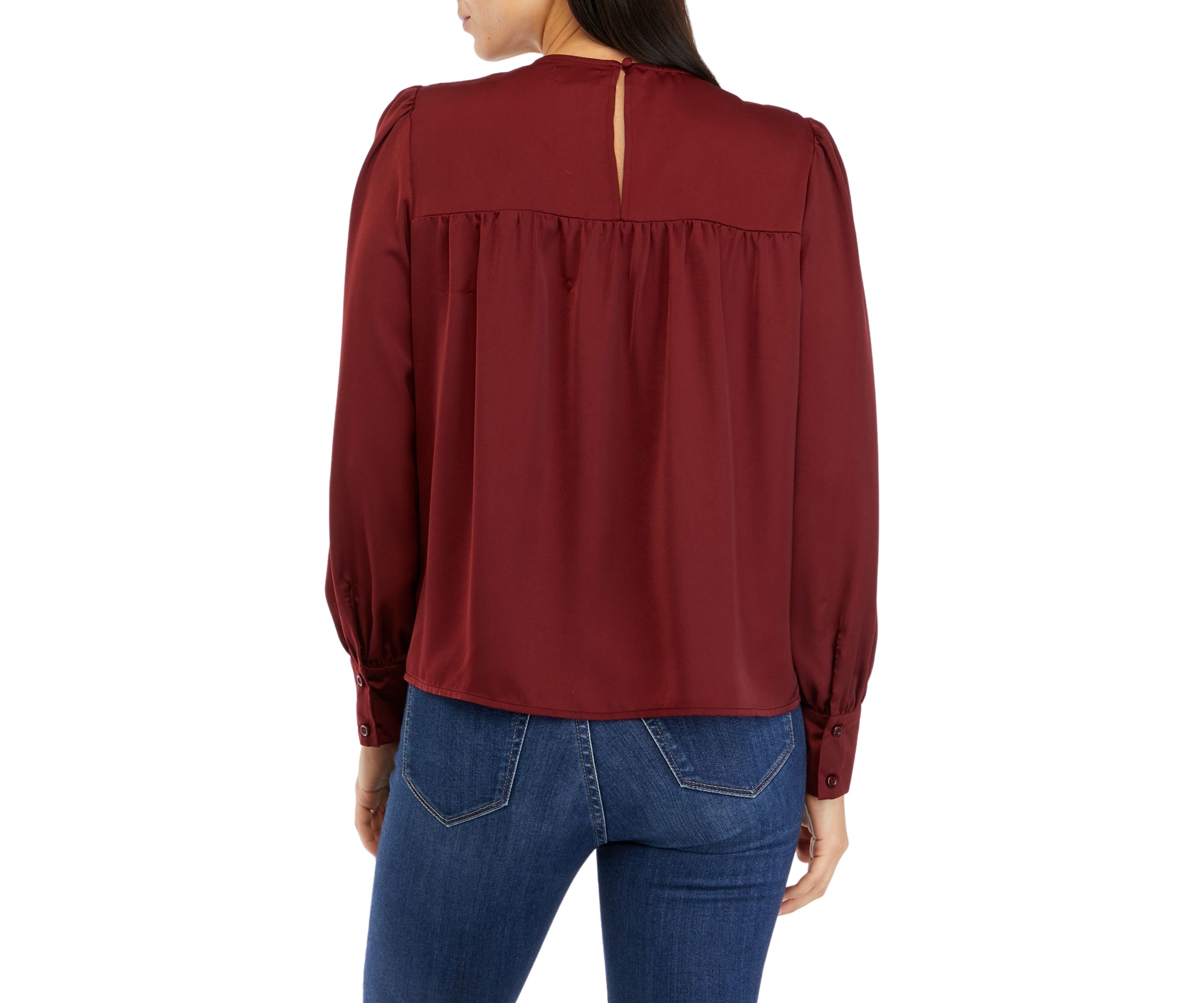 Womens Satin Pintuck Top
