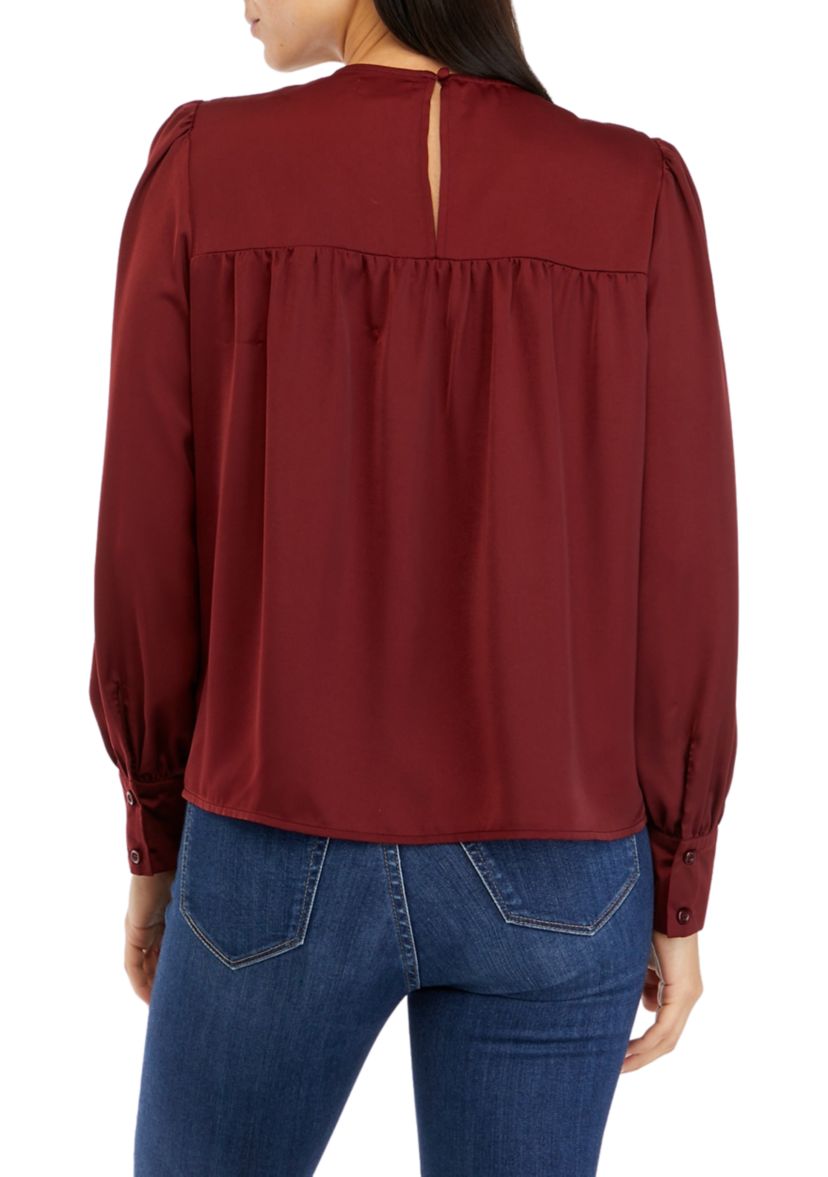 Womens Satin Pintuck Top