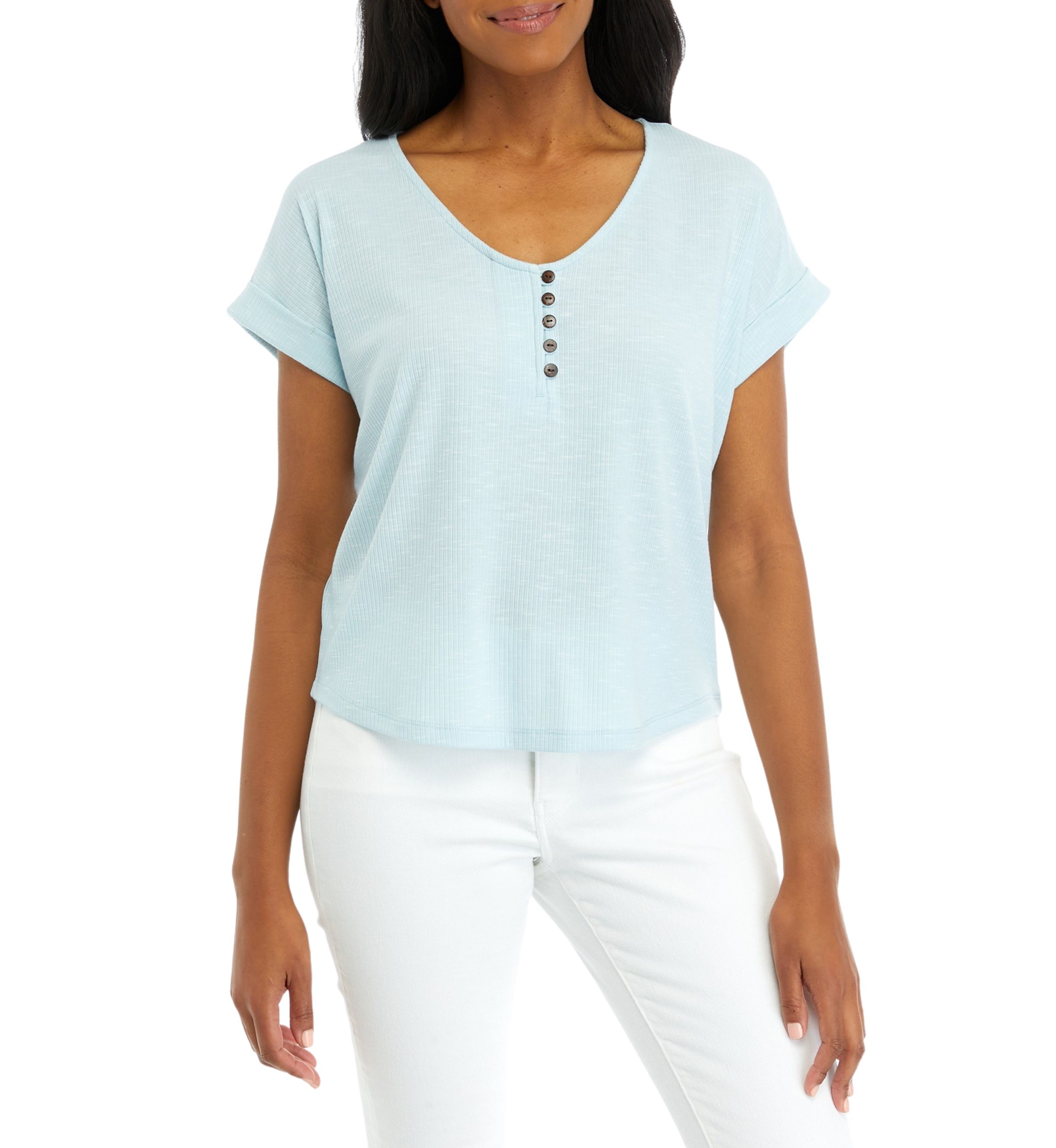 Womens Solid Slub Top