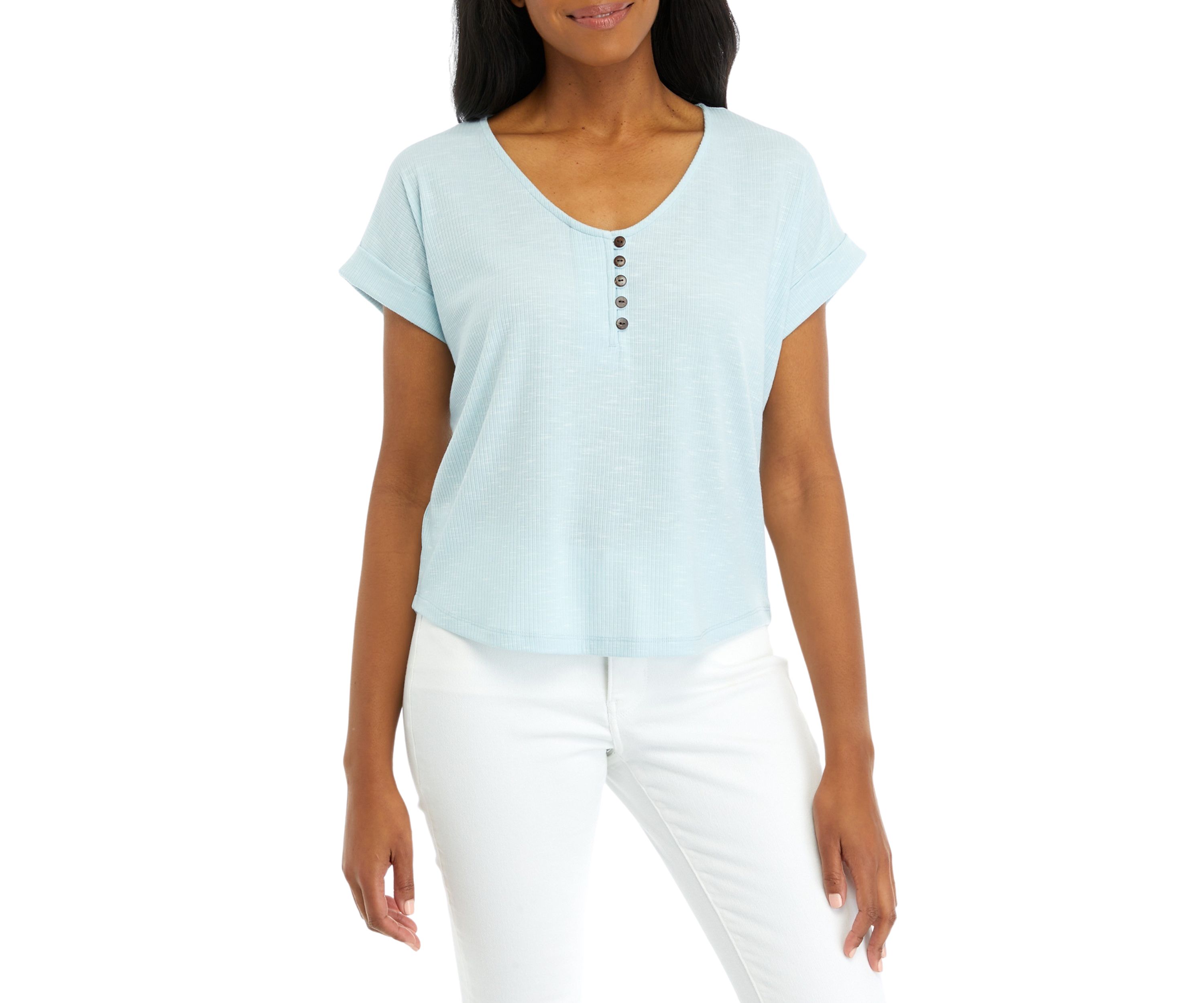 Womens Solid Slub Top