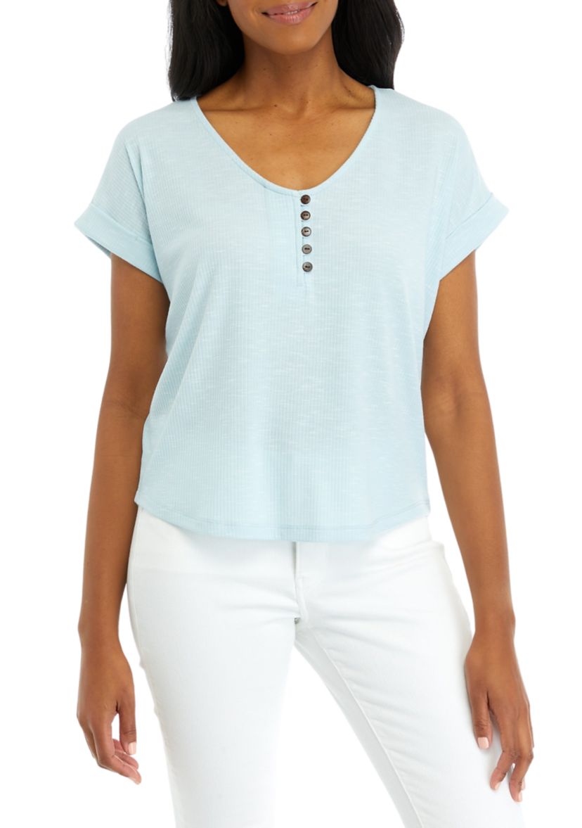 Womens Solid Slub Top