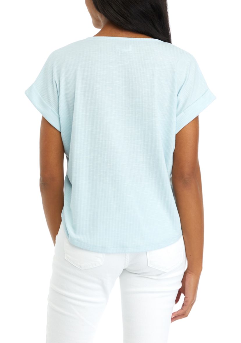 Womens Solid Slub Top